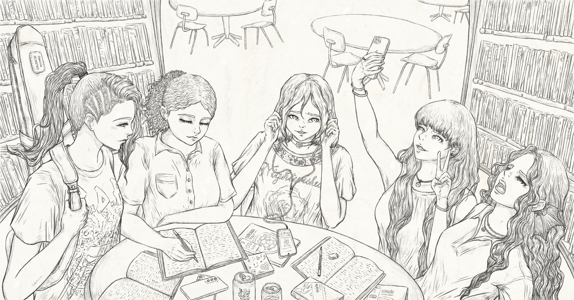 Lineart of illustration created for the book "Garotas-Monstro: Cruel Realidade" (Monster Girls: Cruel Reality) from author G. Caine