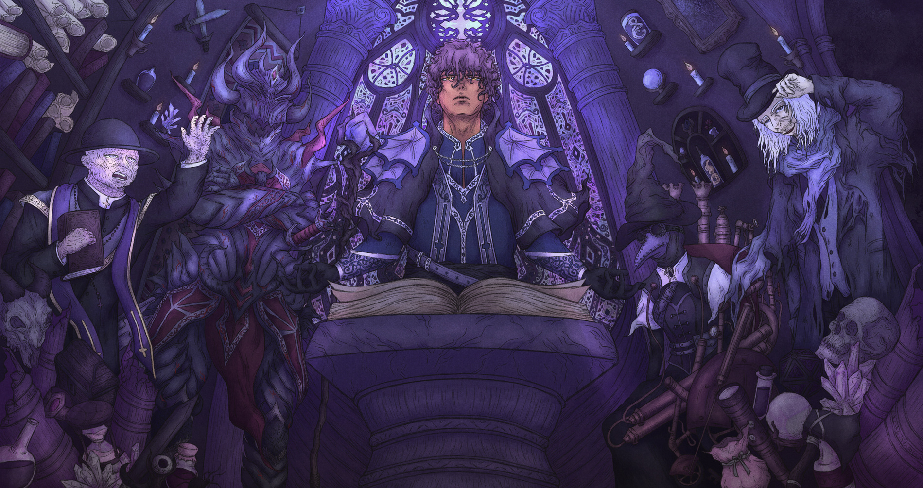 Illustration made to introduce the villains of the story in the book Monster Girls - Cruel Reality