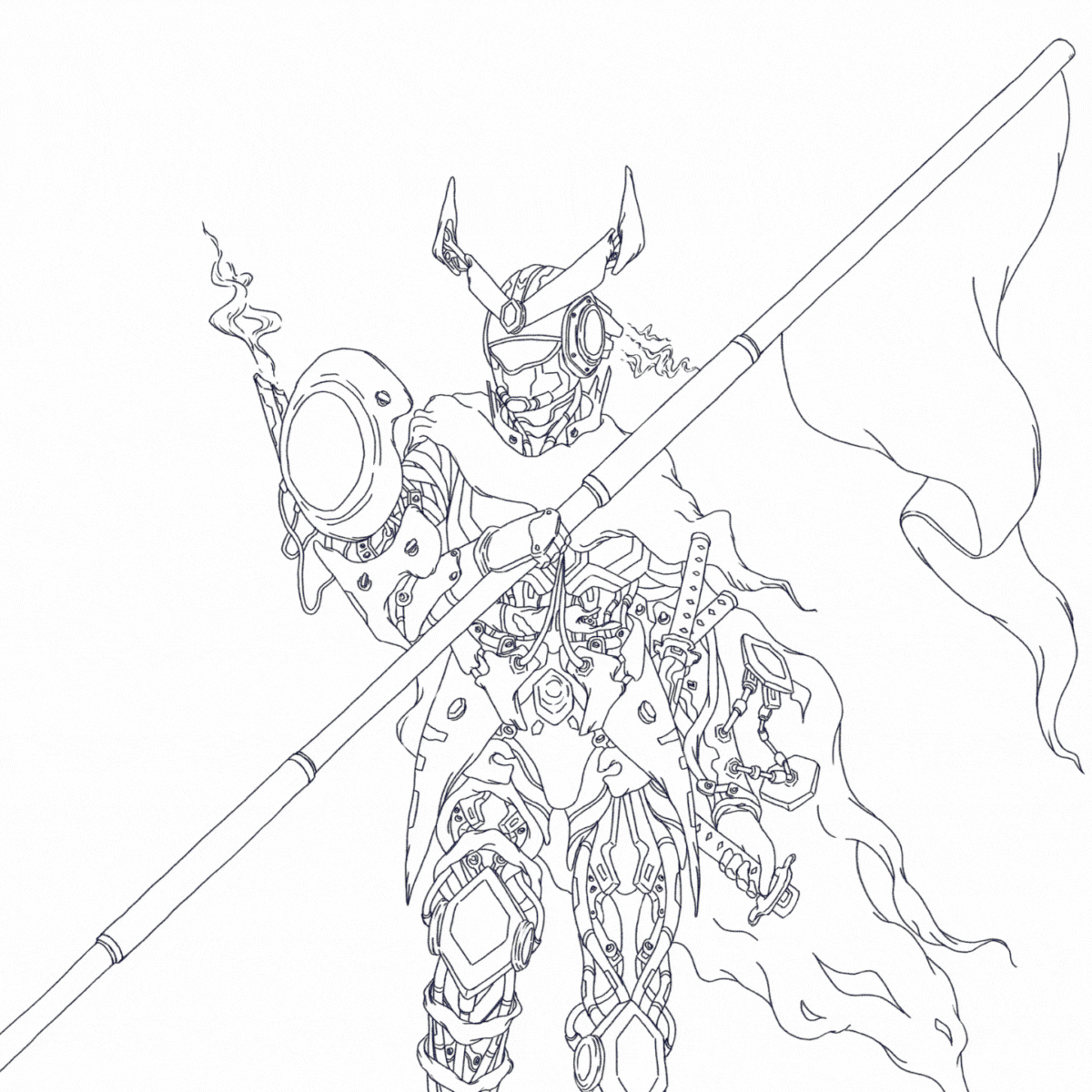 Process GIF of cover illustration for Machina [Reanimation Remix], a tribute album by the Linkin Park fan community