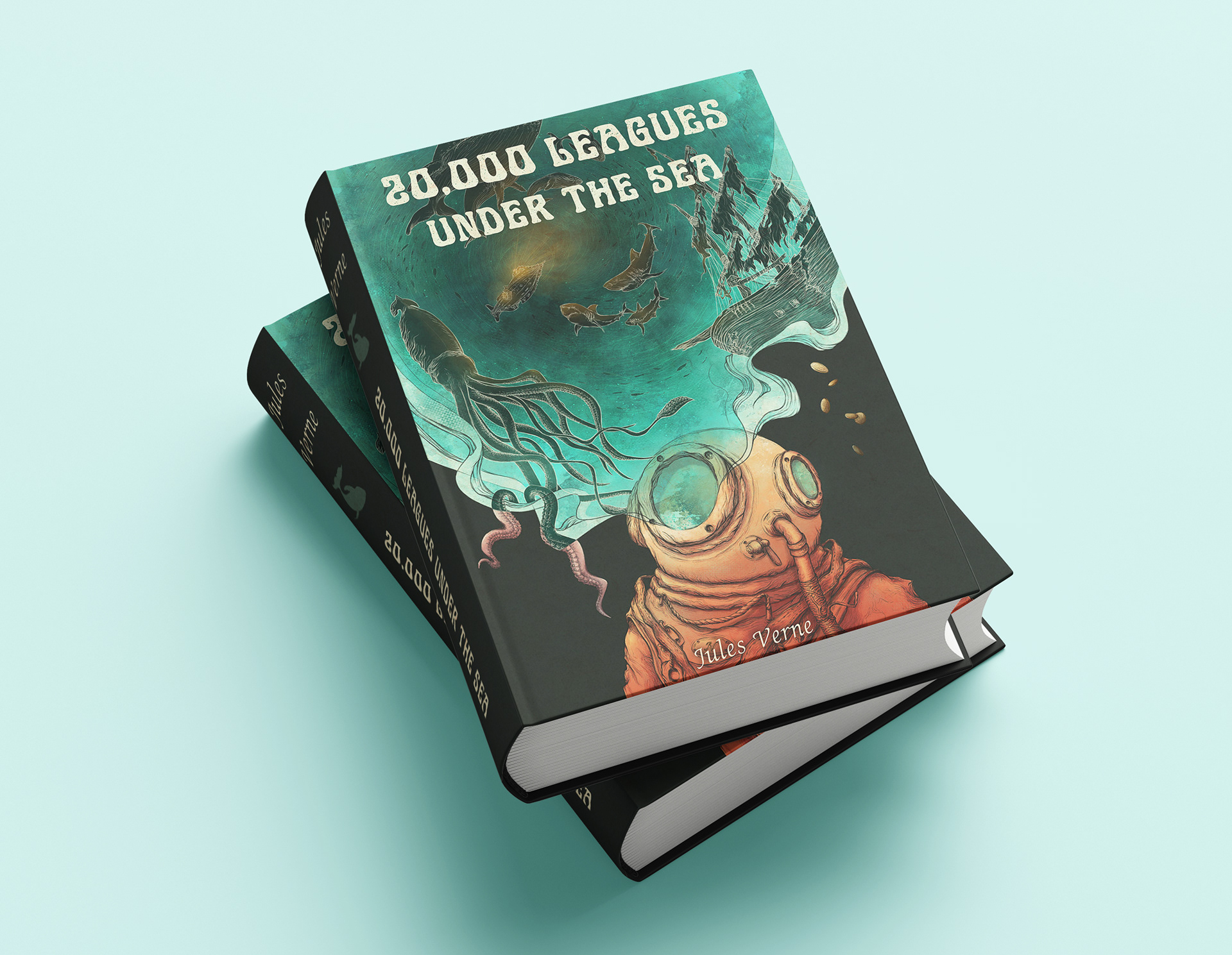 Cover illustration for the book 20,000 Leagues Under The Sea