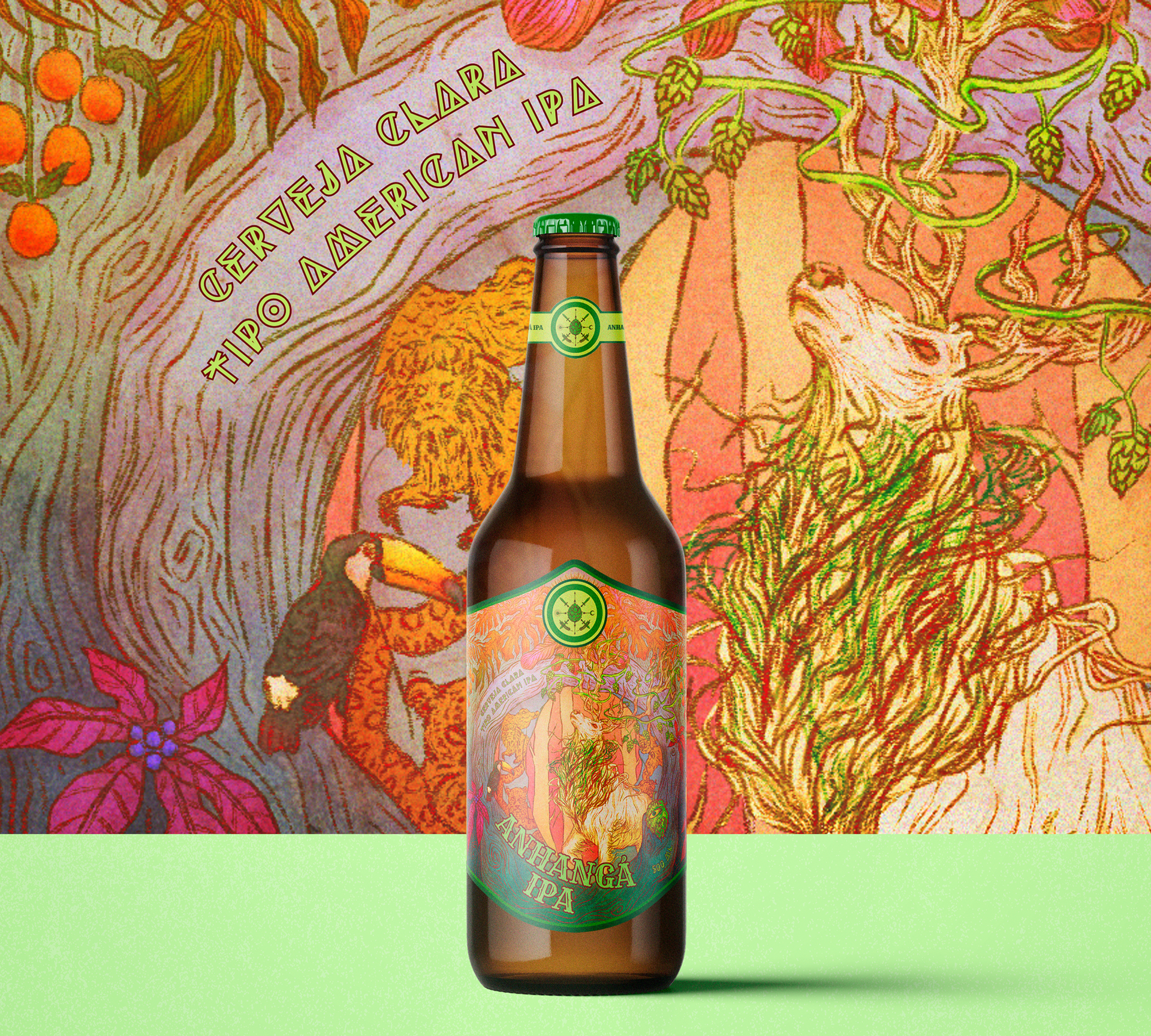 Mil Sagas Brewery beer bottle label illustration