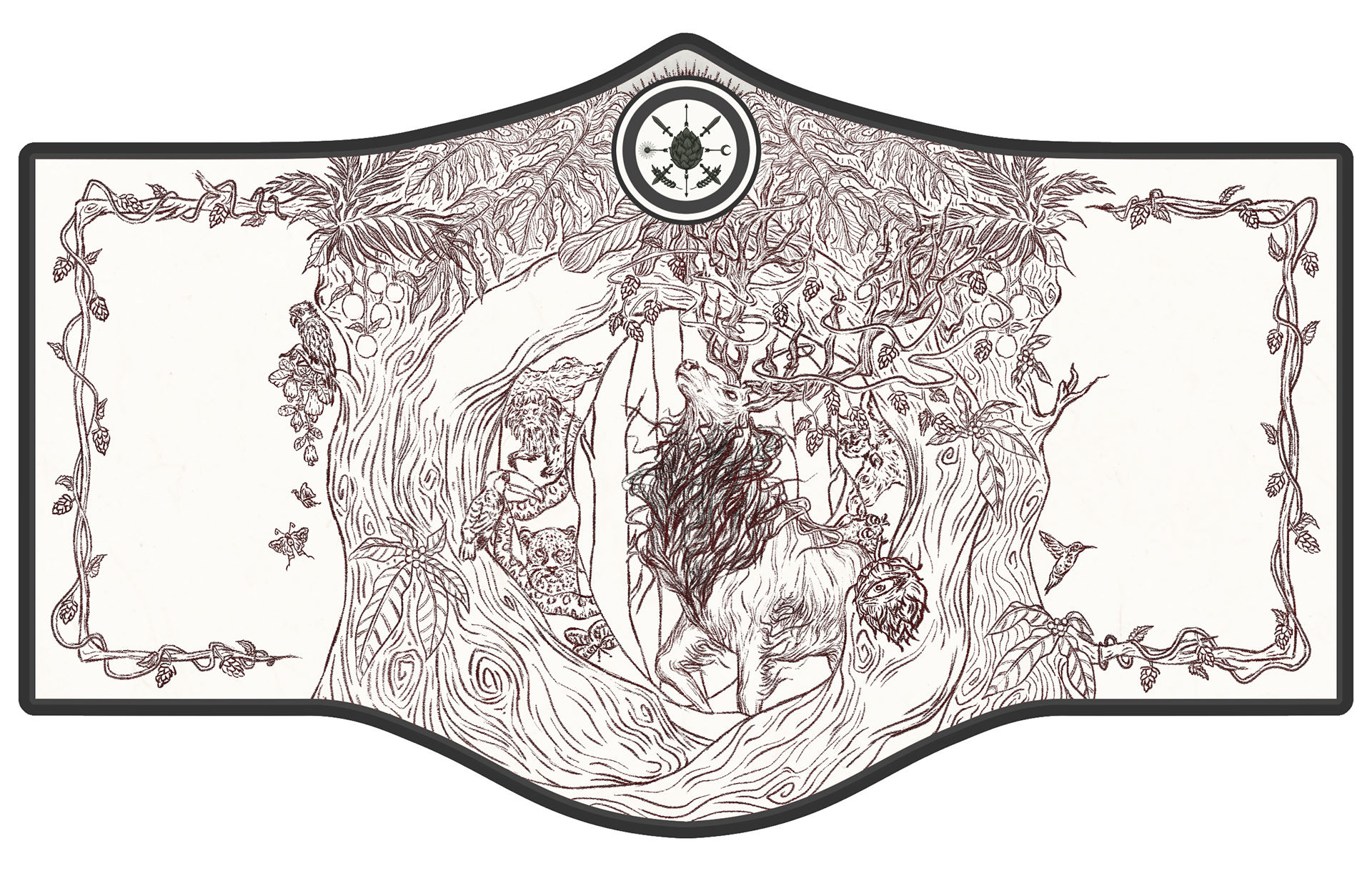 Mil Sagas Brewery beer label illustration lineart