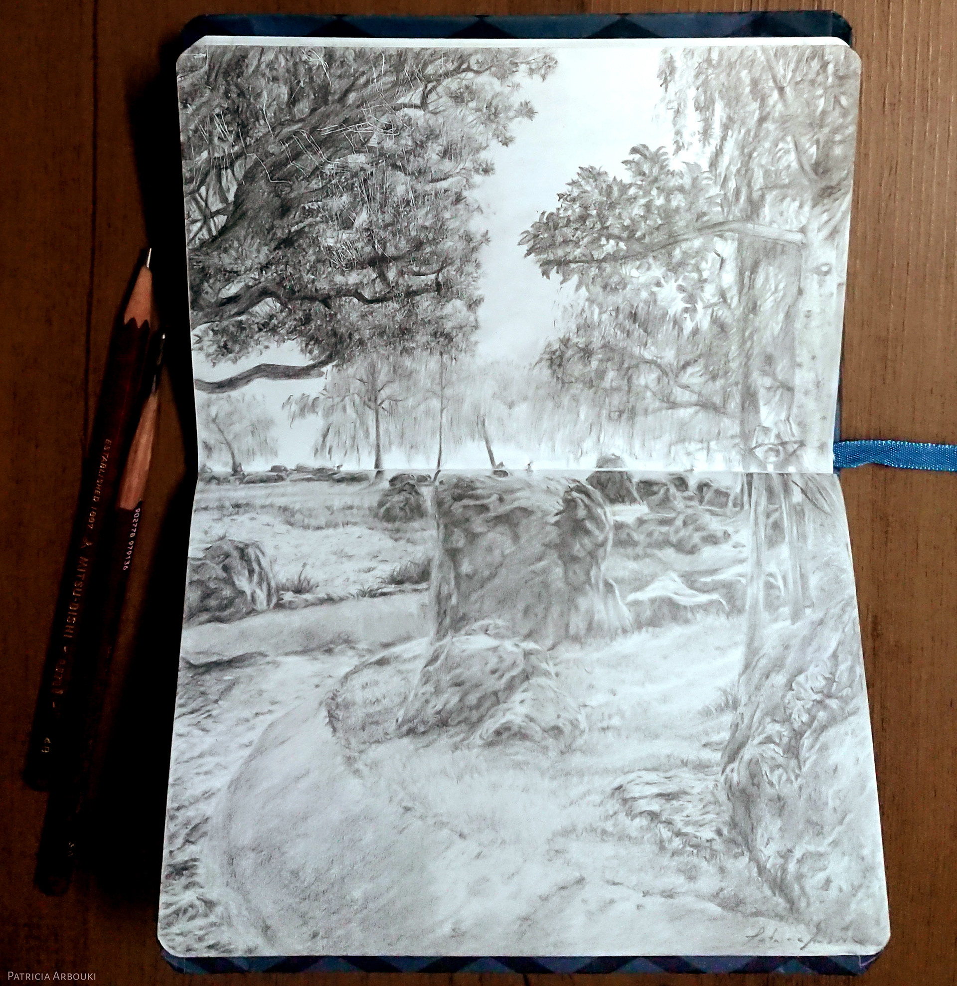 Pencil drawing "Rinkai Park"