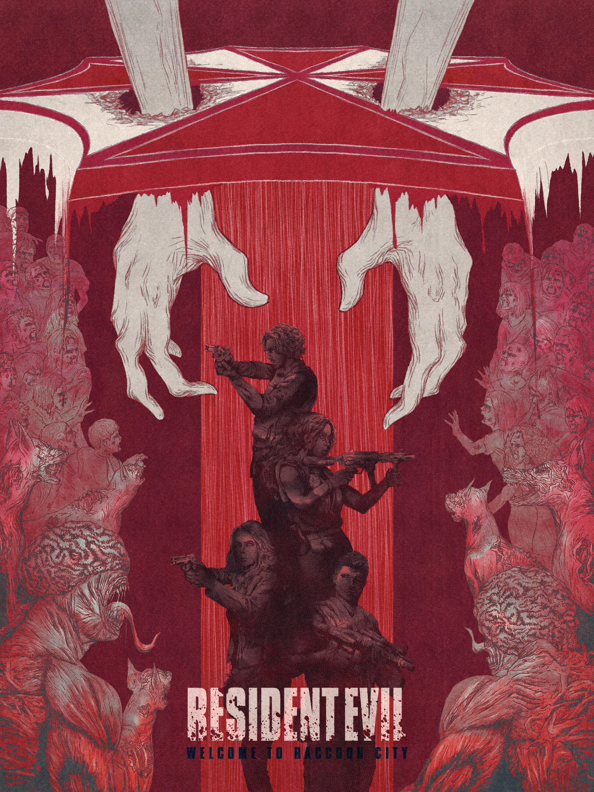 Alternative color of promotional poster created for the release of the film Resident Evil: Welcome To Raccoon City
