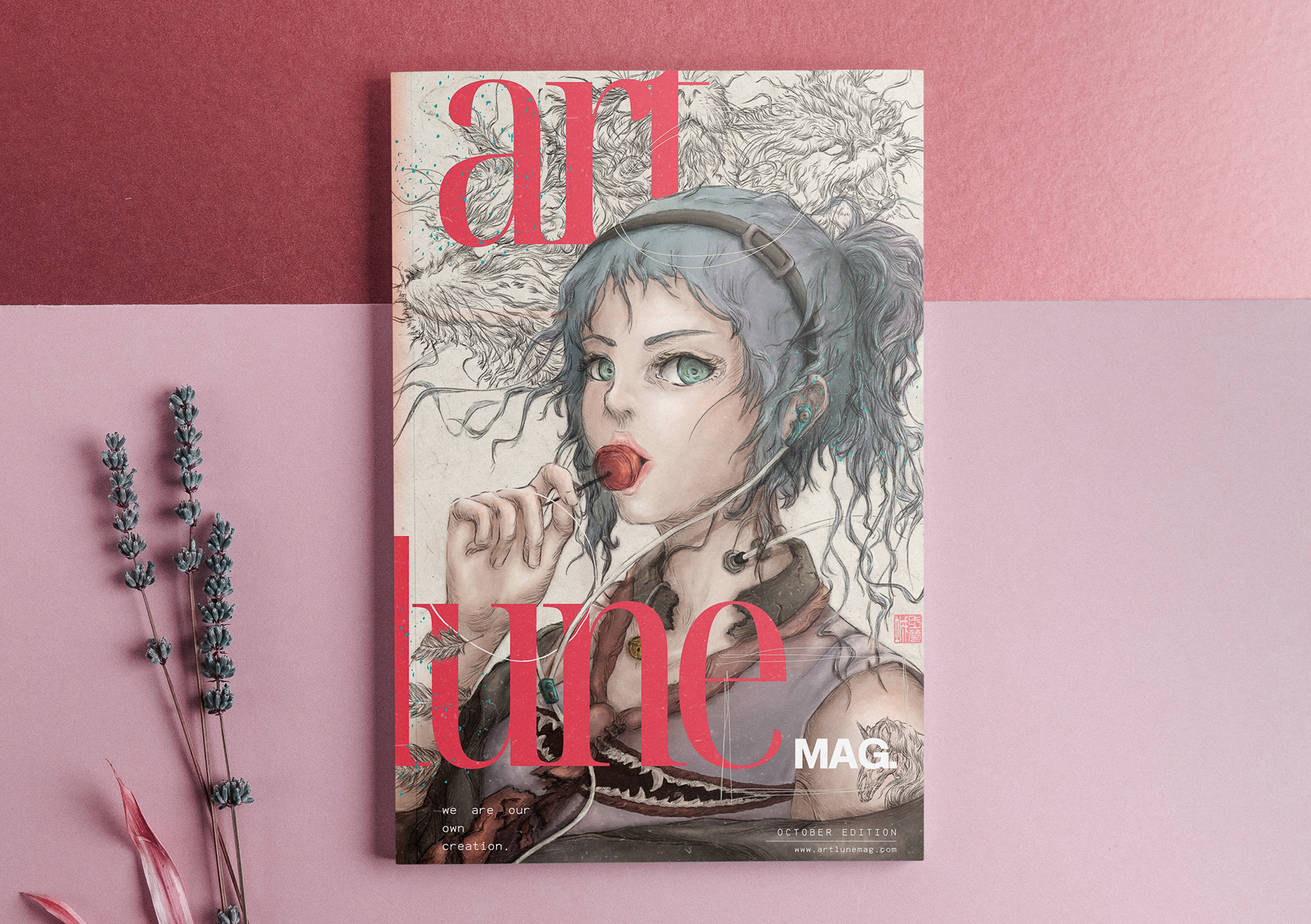 Illustration for the cover of the concept magazine art lune