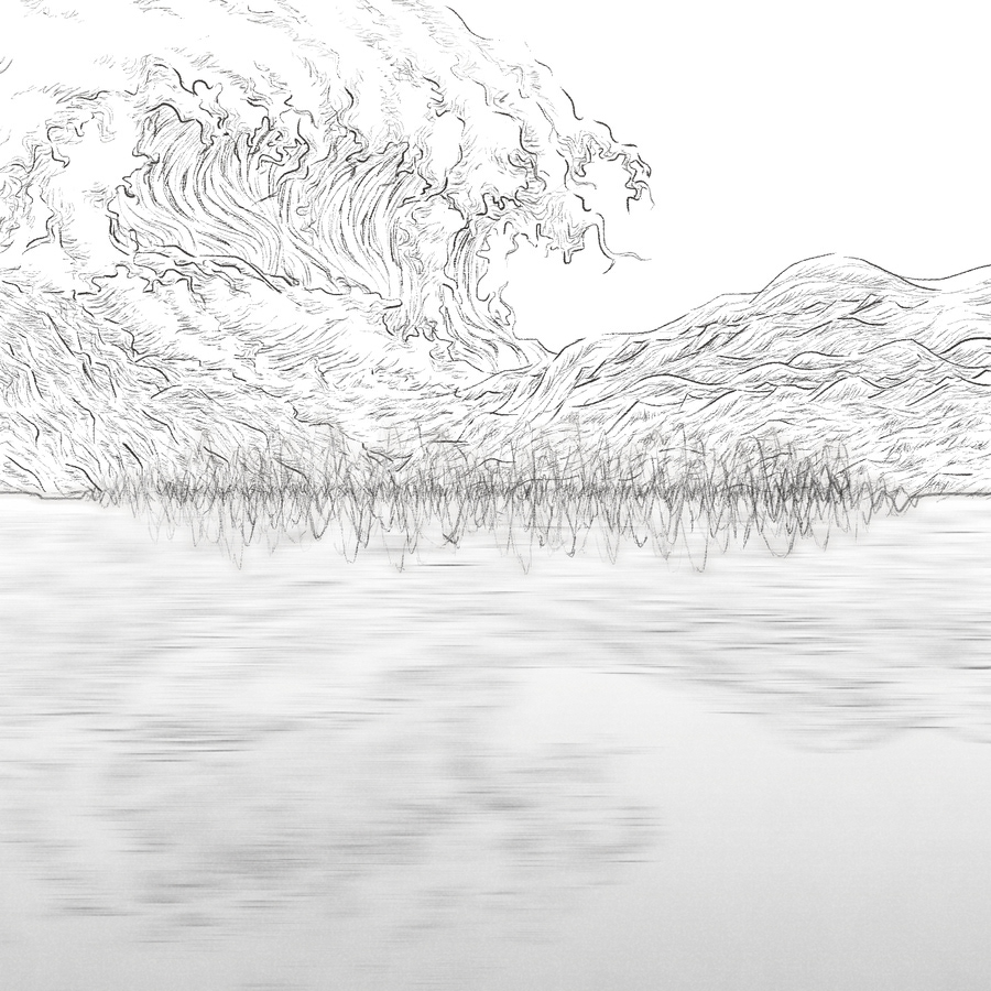 Lineart of cover illustration for the single "Som e Fúria" of the band Sansonica