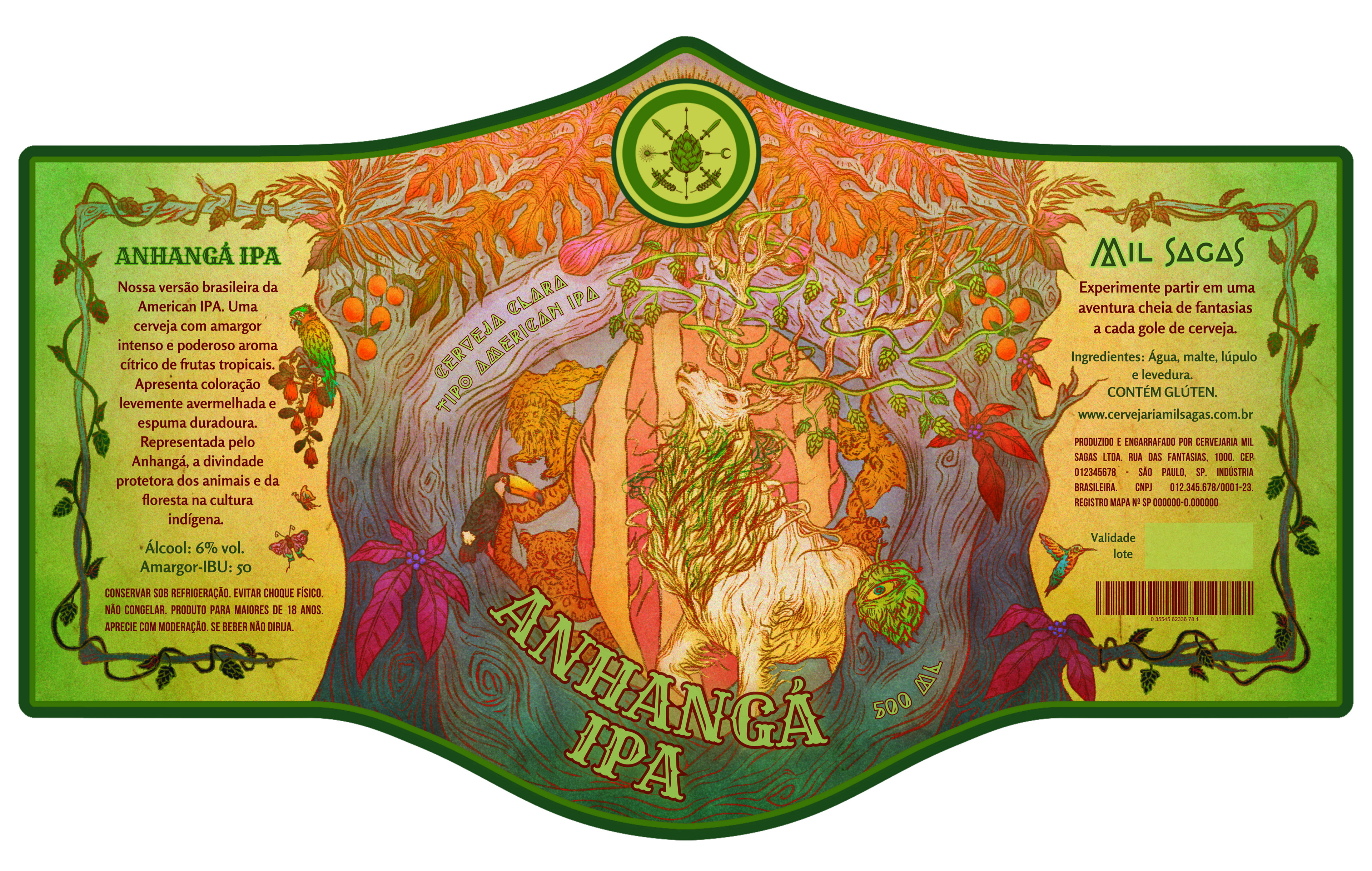Mil Sagas Brewery beer label illustration