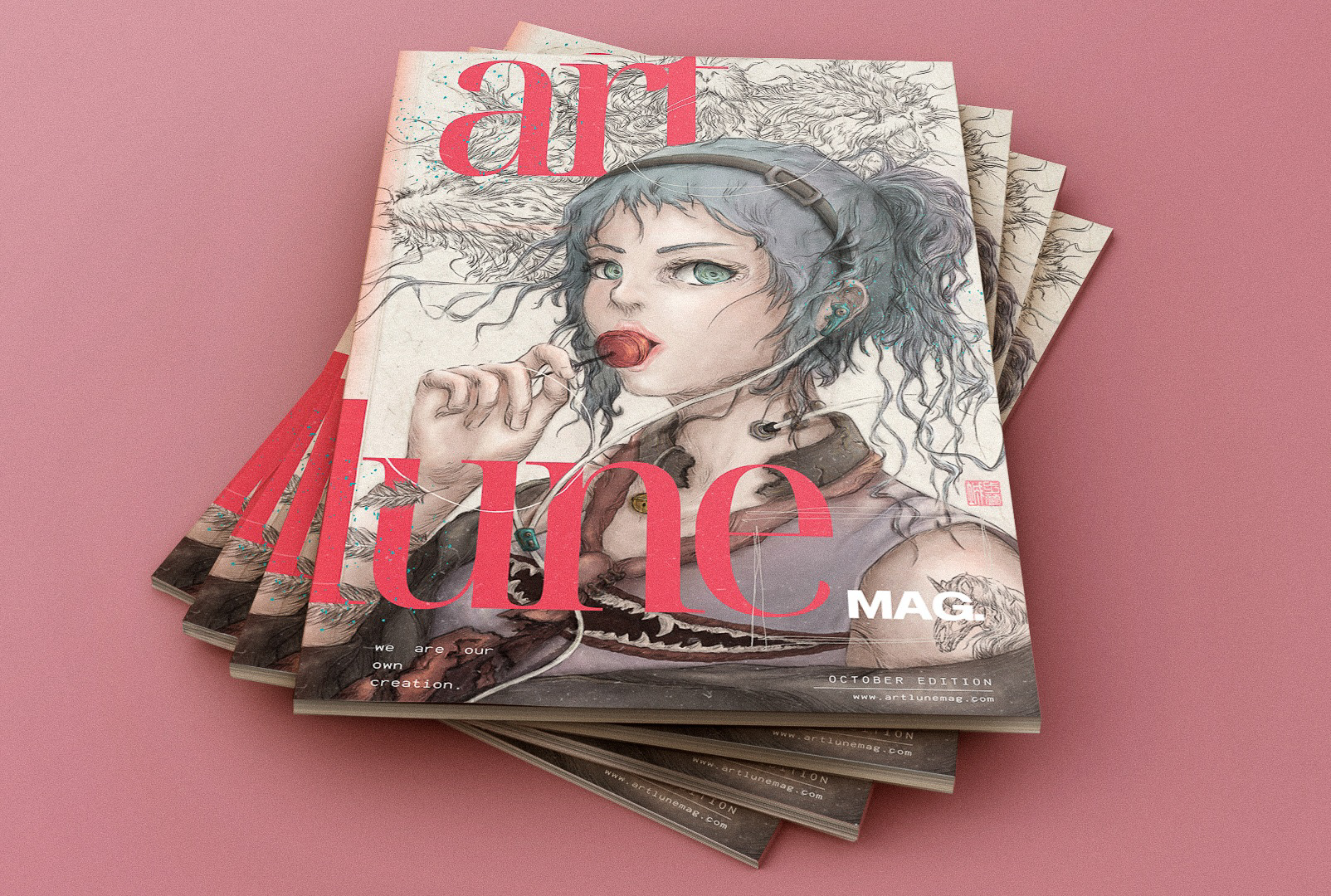 Illustration for the cover of the concept magazine art lune