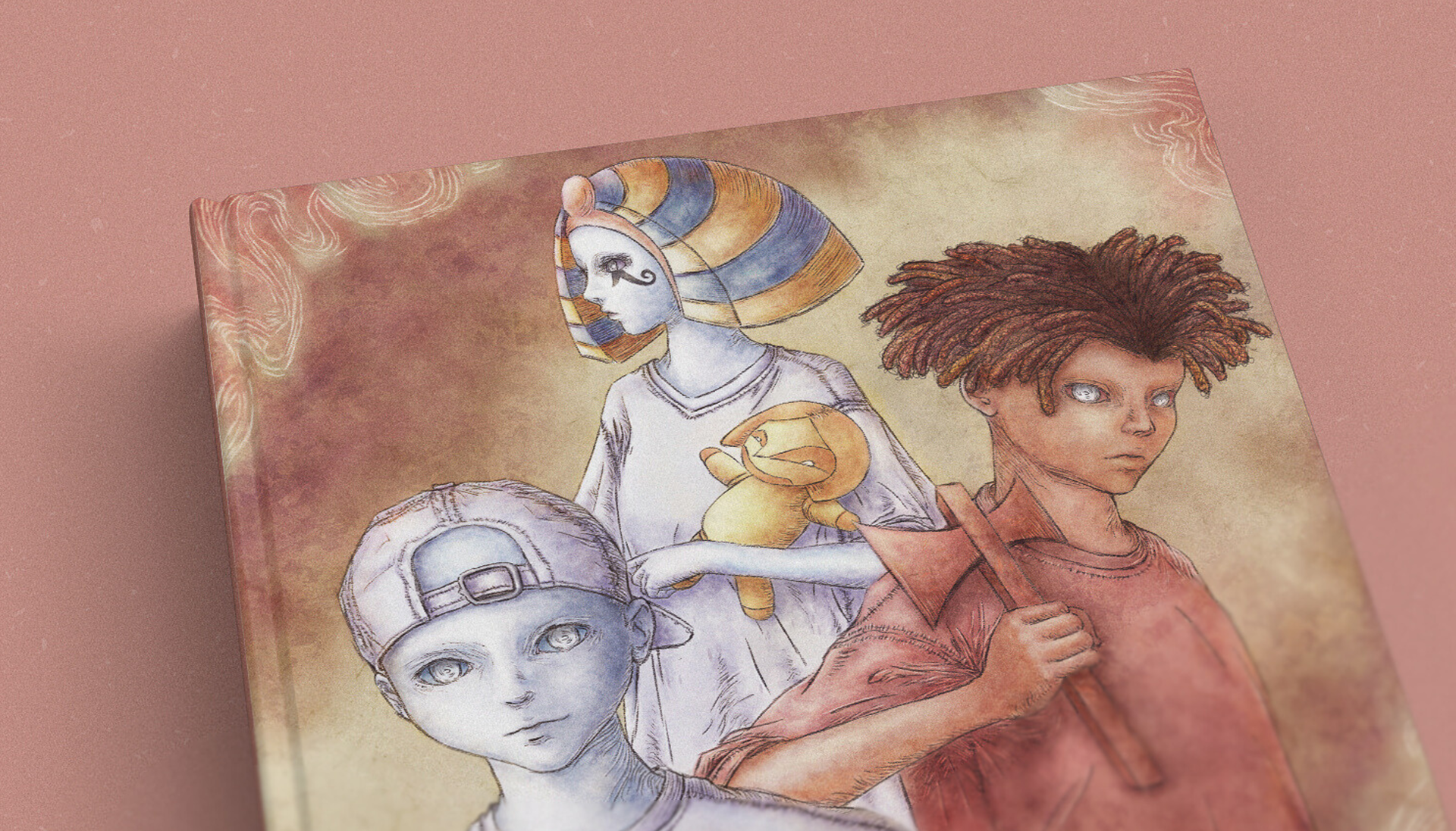 Illustration of characters of comic strip series Escola de Deusinhos
