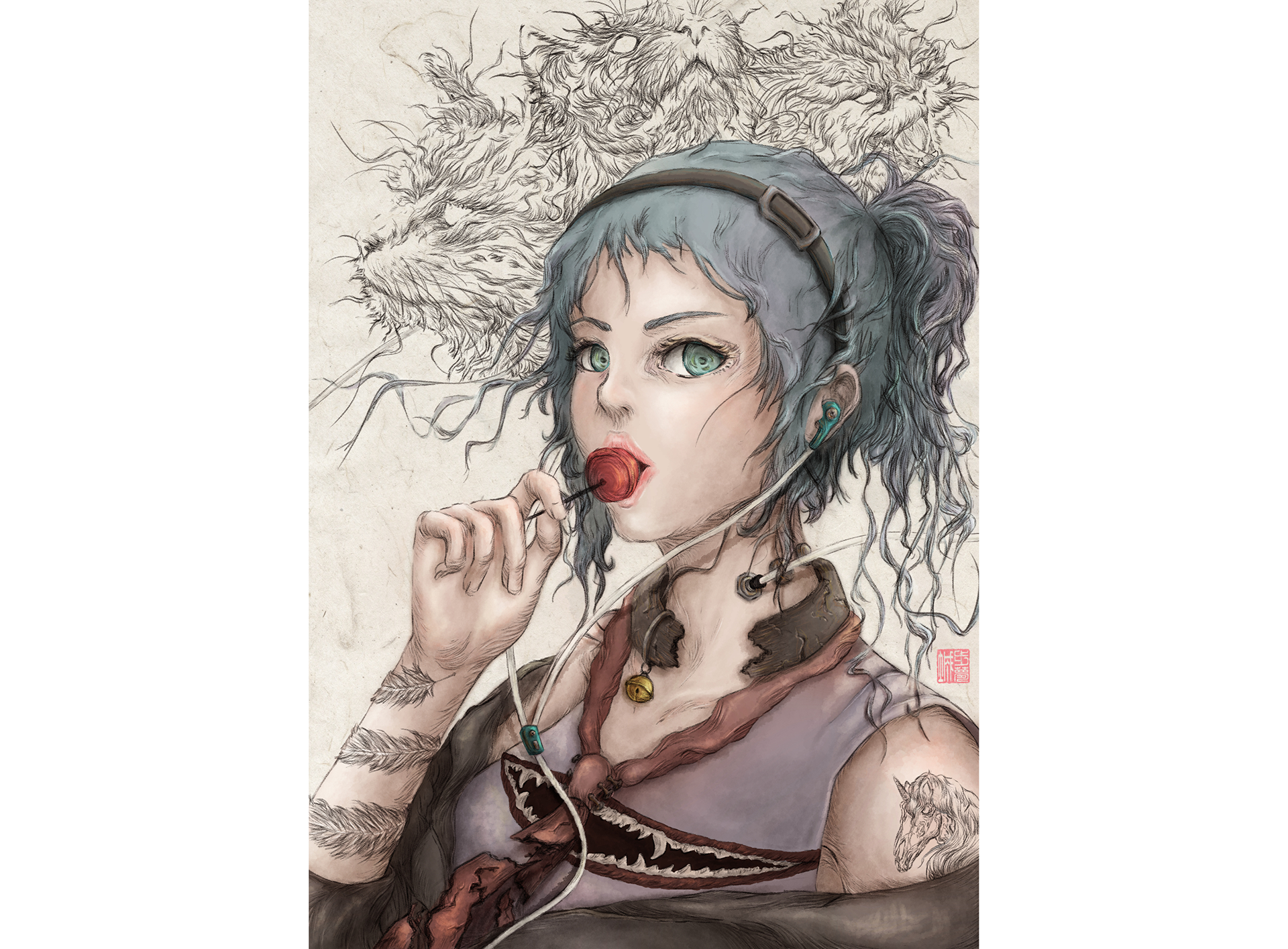 Illustration for the cover of the concept magazine art lune