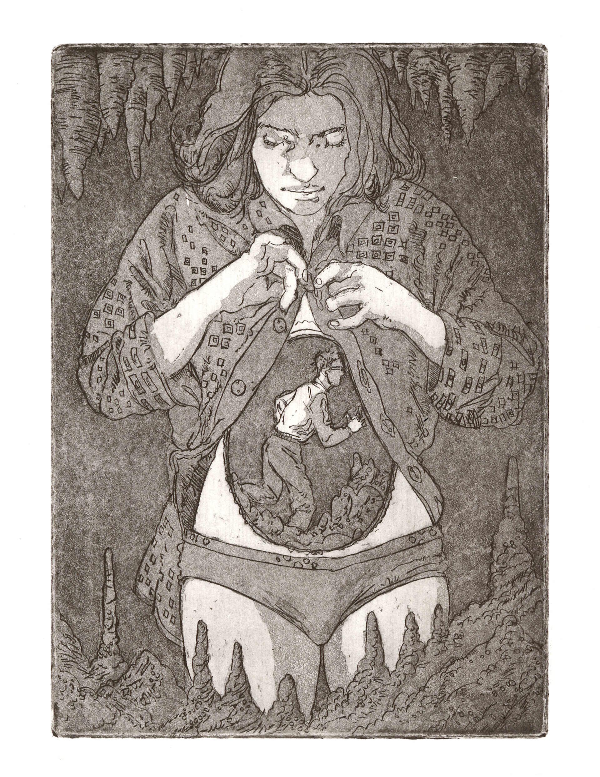 Pit In My StomachL hard ground etching with aquatint