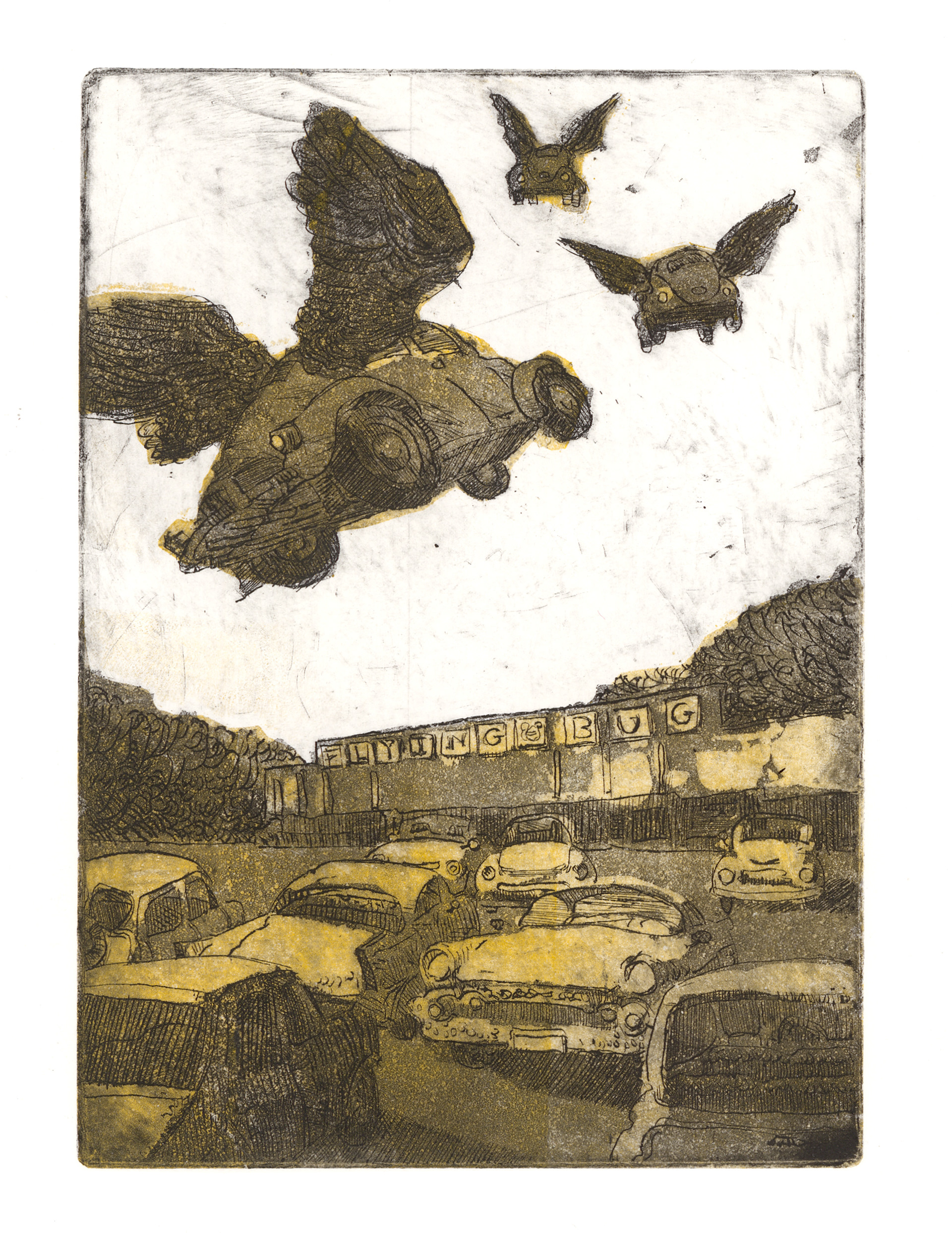 Rush Hour: hard ground etching with aquatint