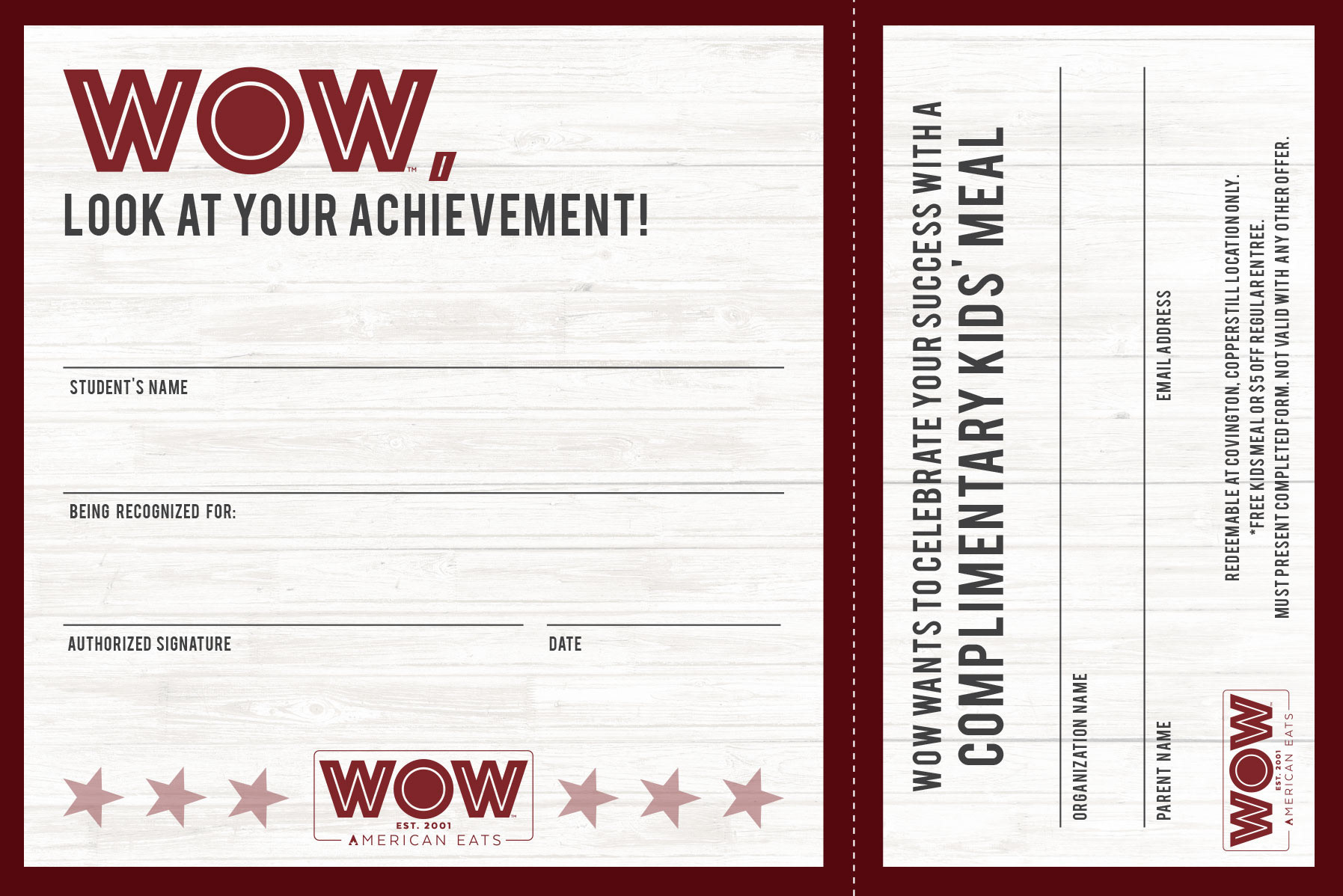 Honor Roll Card