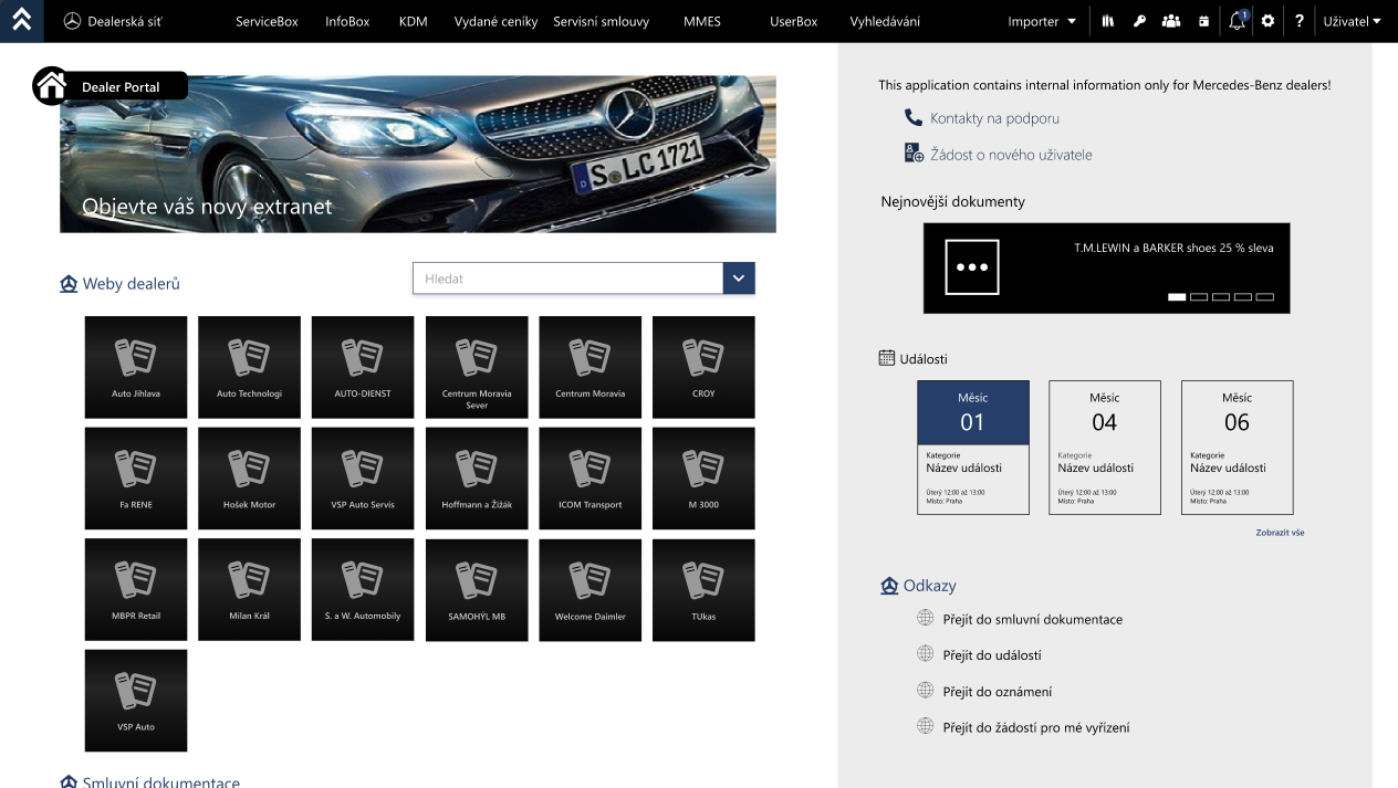 Intranet portal - role based image of Dealer Portal