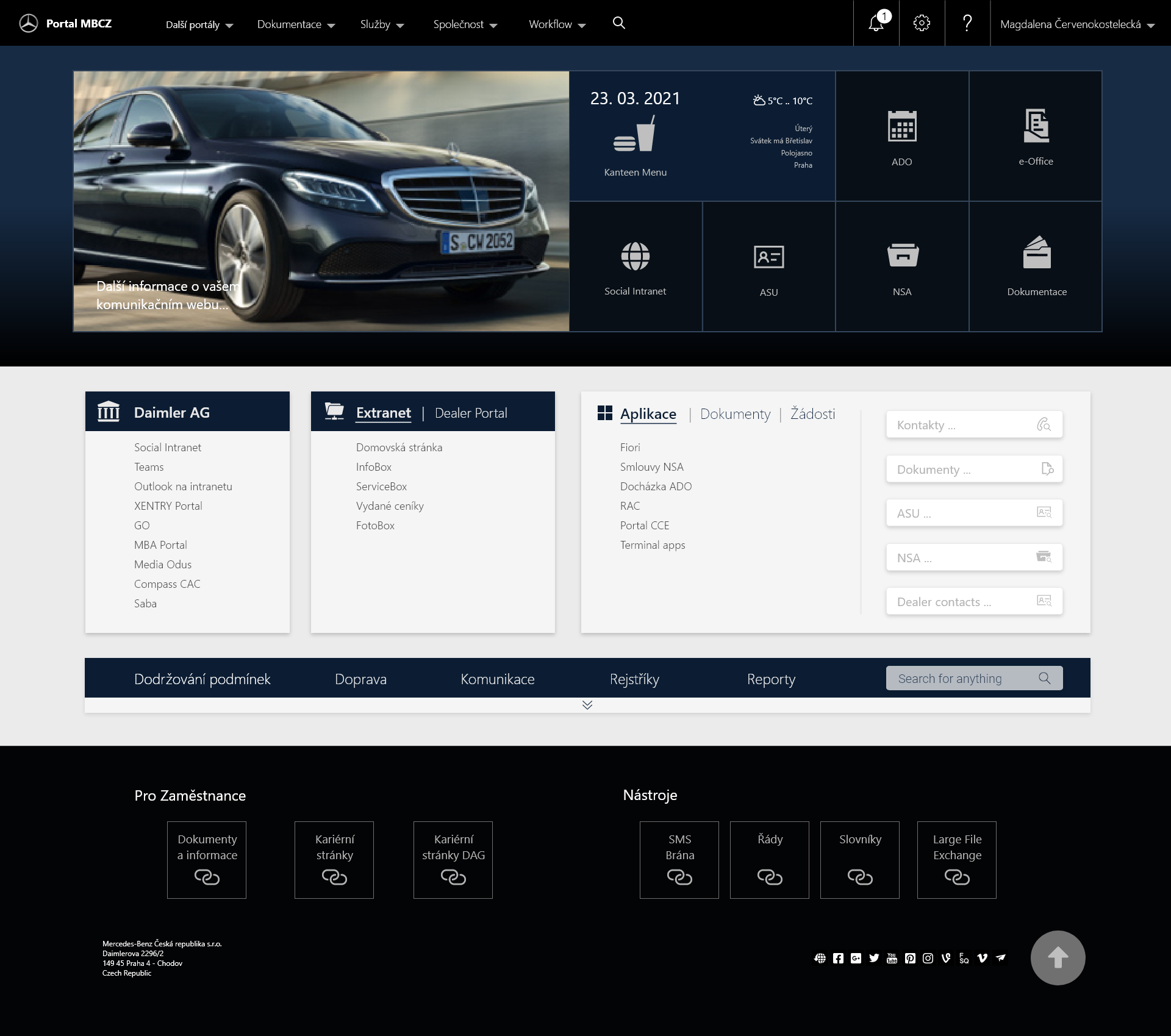 Intranet redesign variation - Dark UI