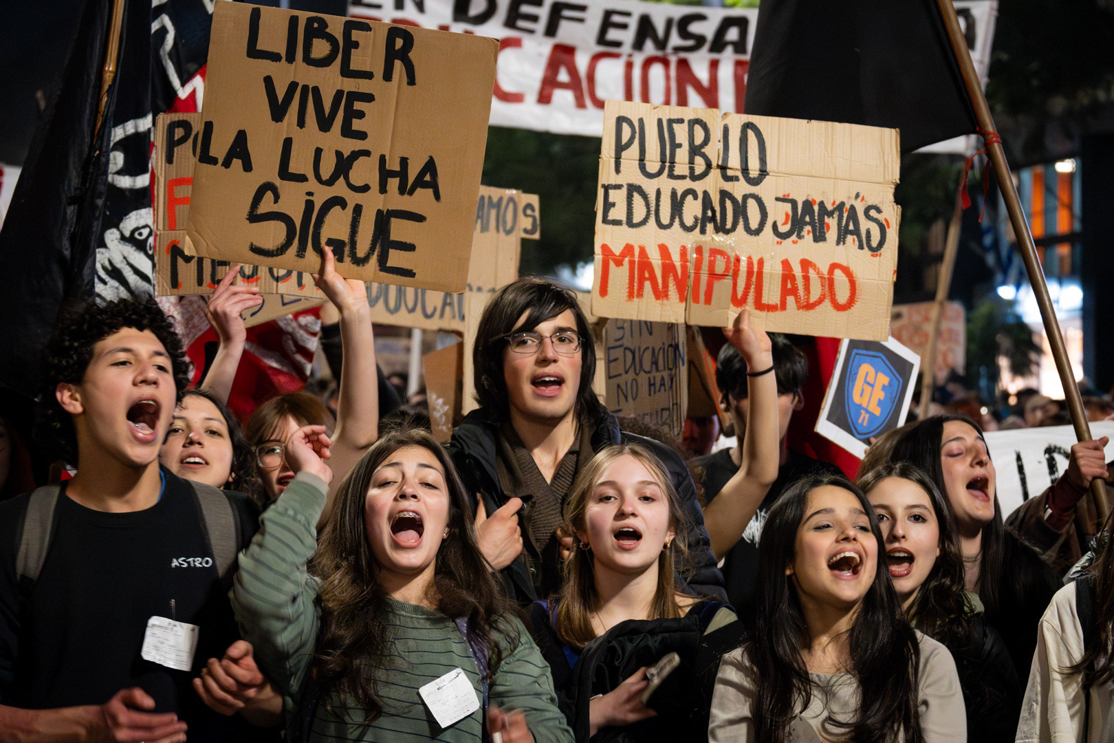Movilización por el Día de los Mártires Estudiantiles sobre Av. 18 de Julio en Montevideo. 14 de agosto de 2024.
