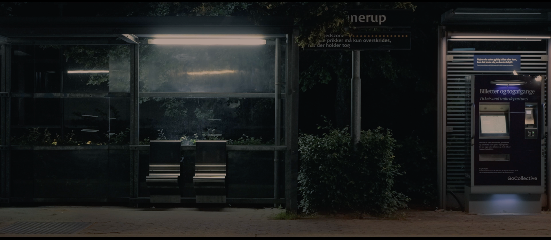 Our master shot - the careful composition of this ensured we maintained a visually interest image and eliminated any dead space. Lighting this scene without having equipment in frame was a fun challenge.