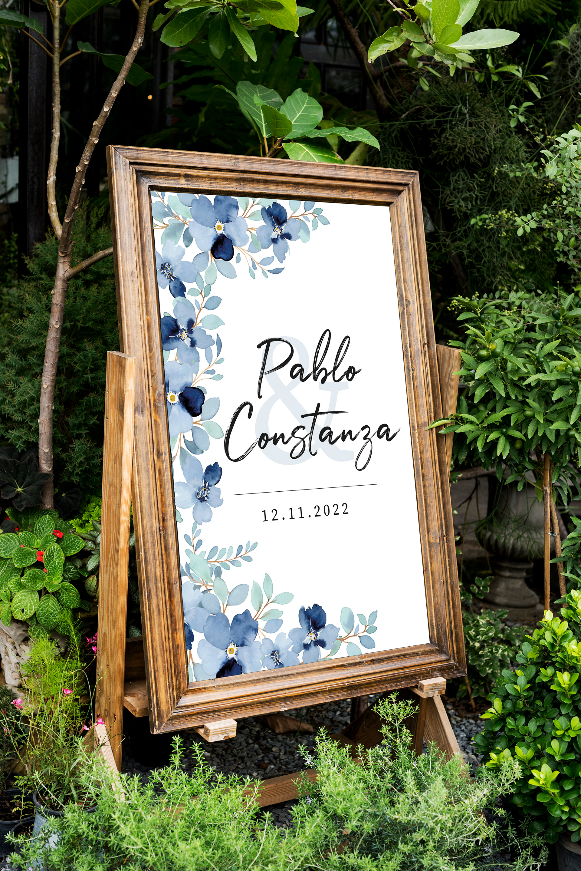 Diseño de carteles de bienvenida para Boda Rosa 