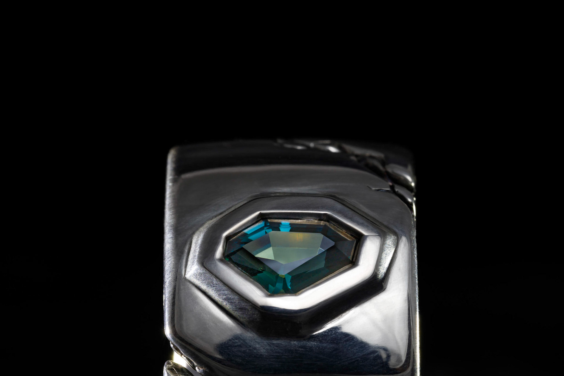 Sterling Silver and Parti Sapphire Ring