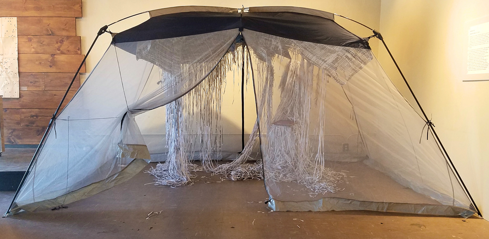 "Should've Seen It In Color", Found Objects and Woven Paper, 13' x 9' x 9', 2017.