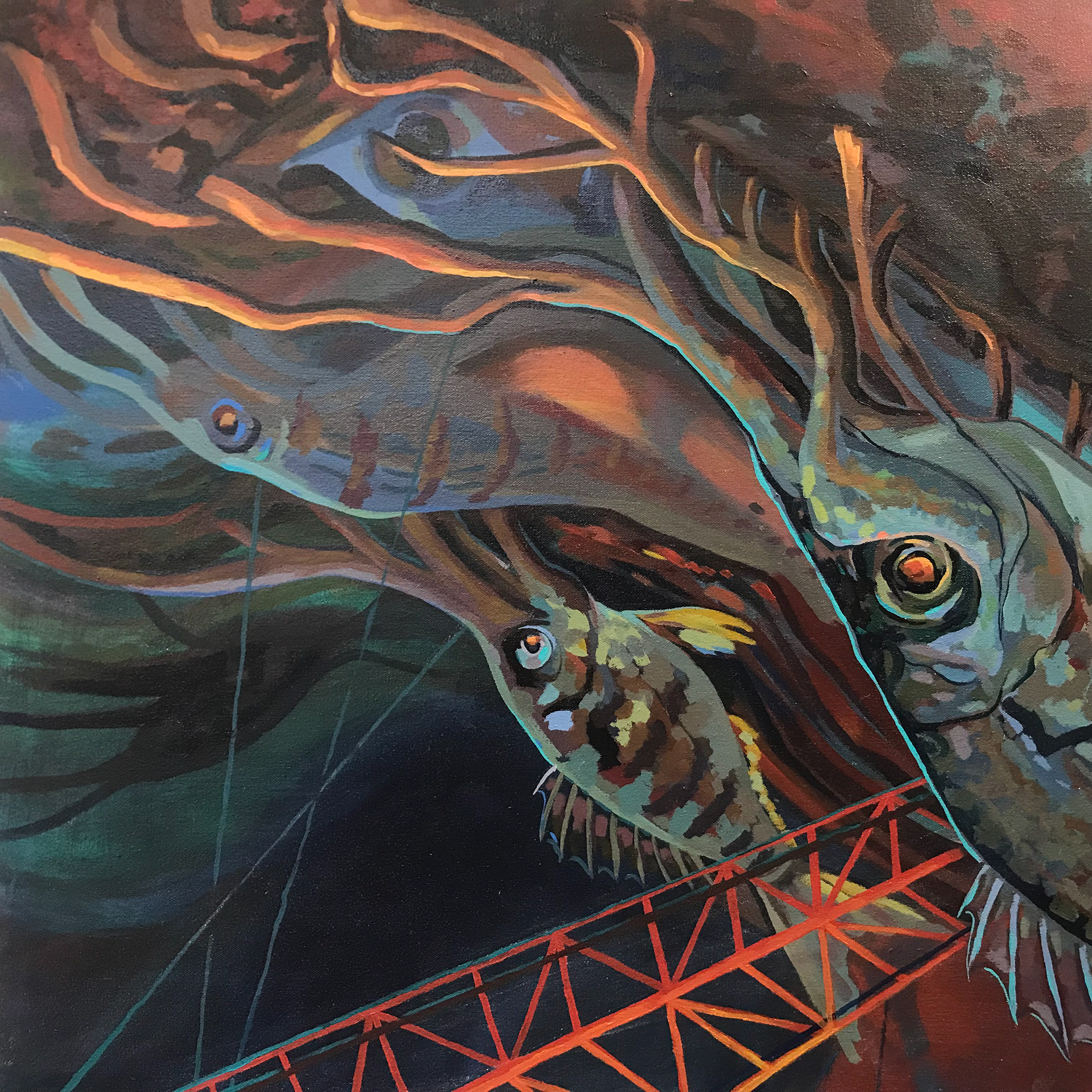 Sludge 1, 23 x 23in, Acrylic on canvas (2023)
