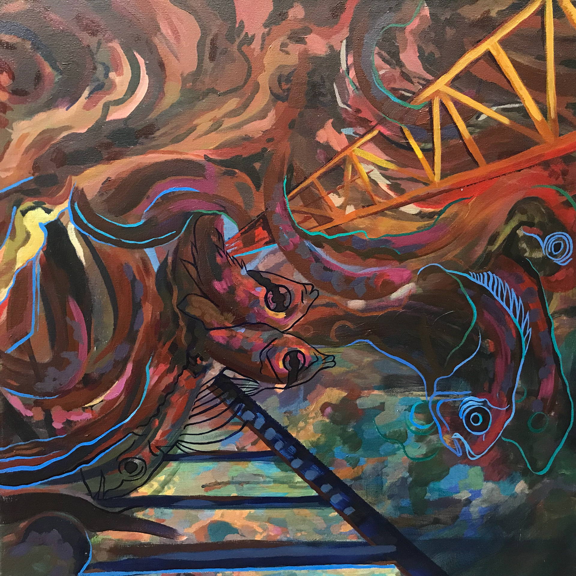 Sludge 3, 23 x 23in, Acrylic on canvas (2023)