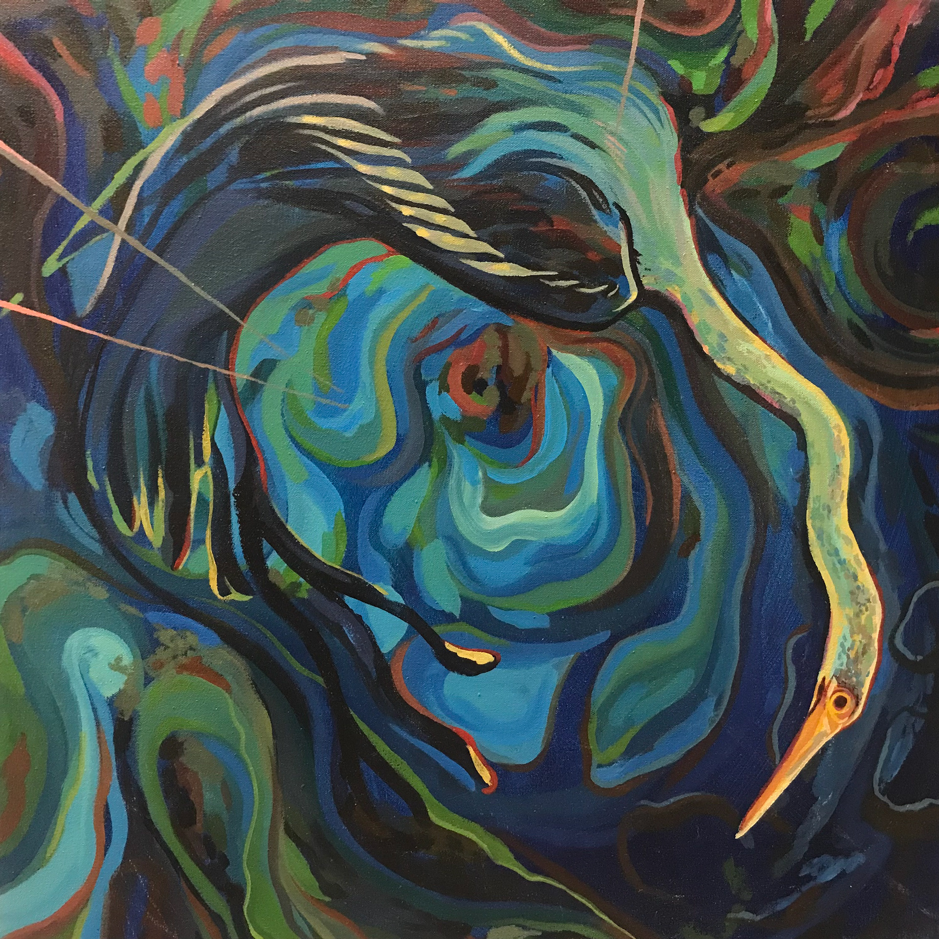Sludge 2, 23 x 23in, Acrylic on canvas (2023)