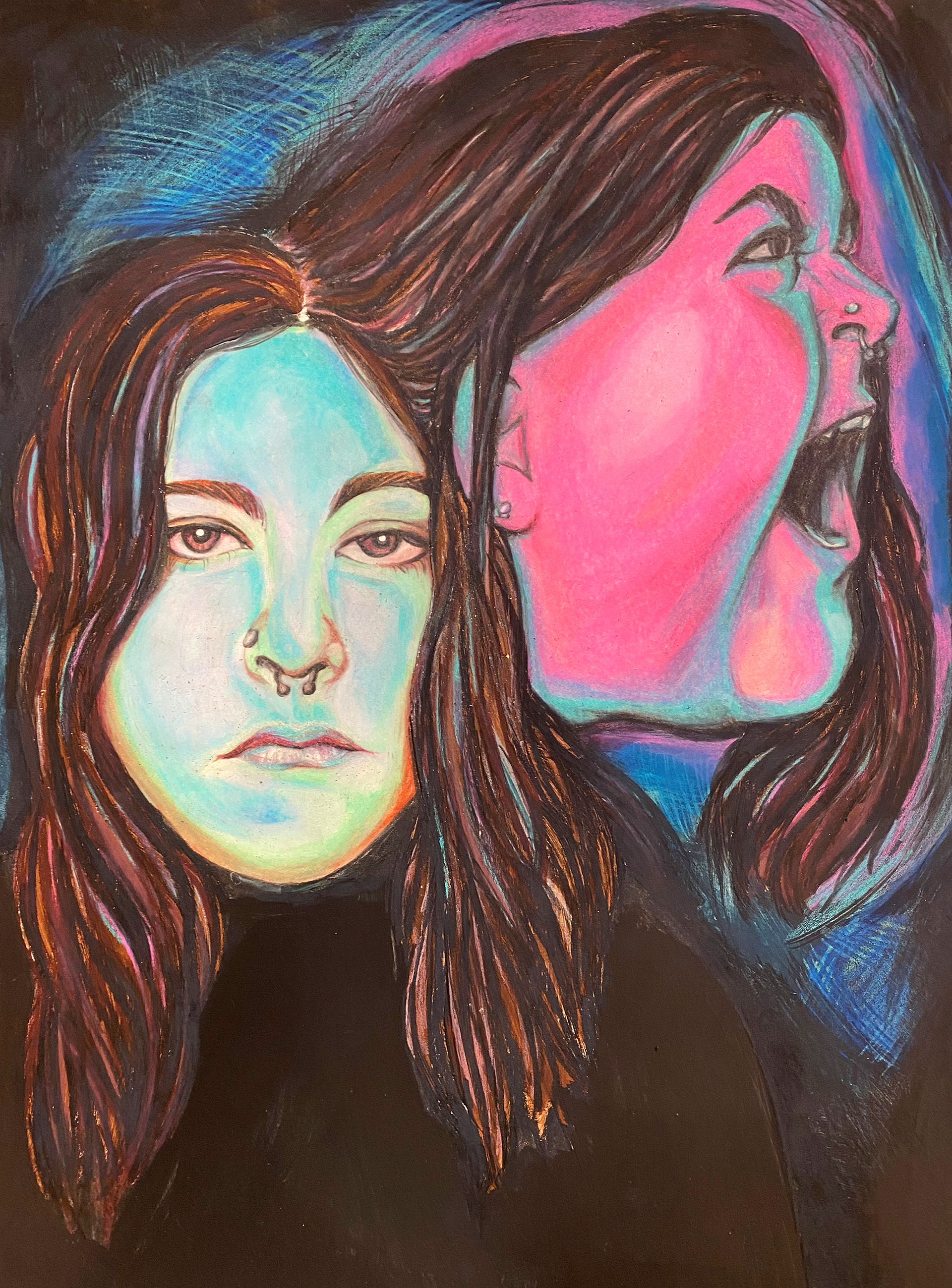 "Scream of Silence"   9" x 12" - 2024 - Color Pencil