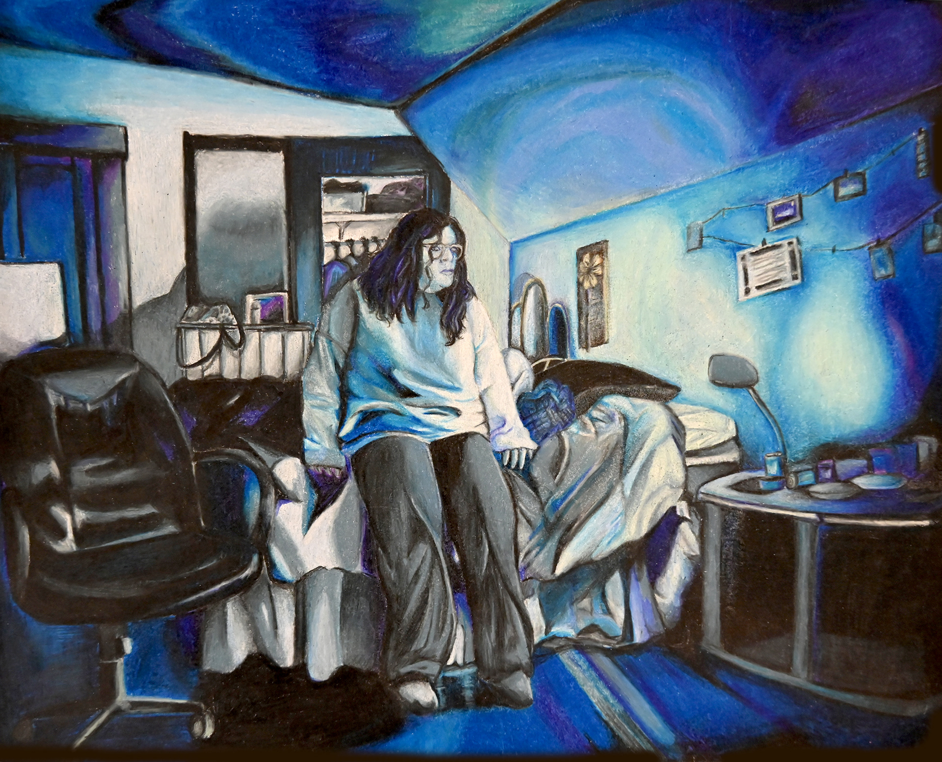 "The Bed I Lay In"   16" x 12" - 2023 - Color Pencil 