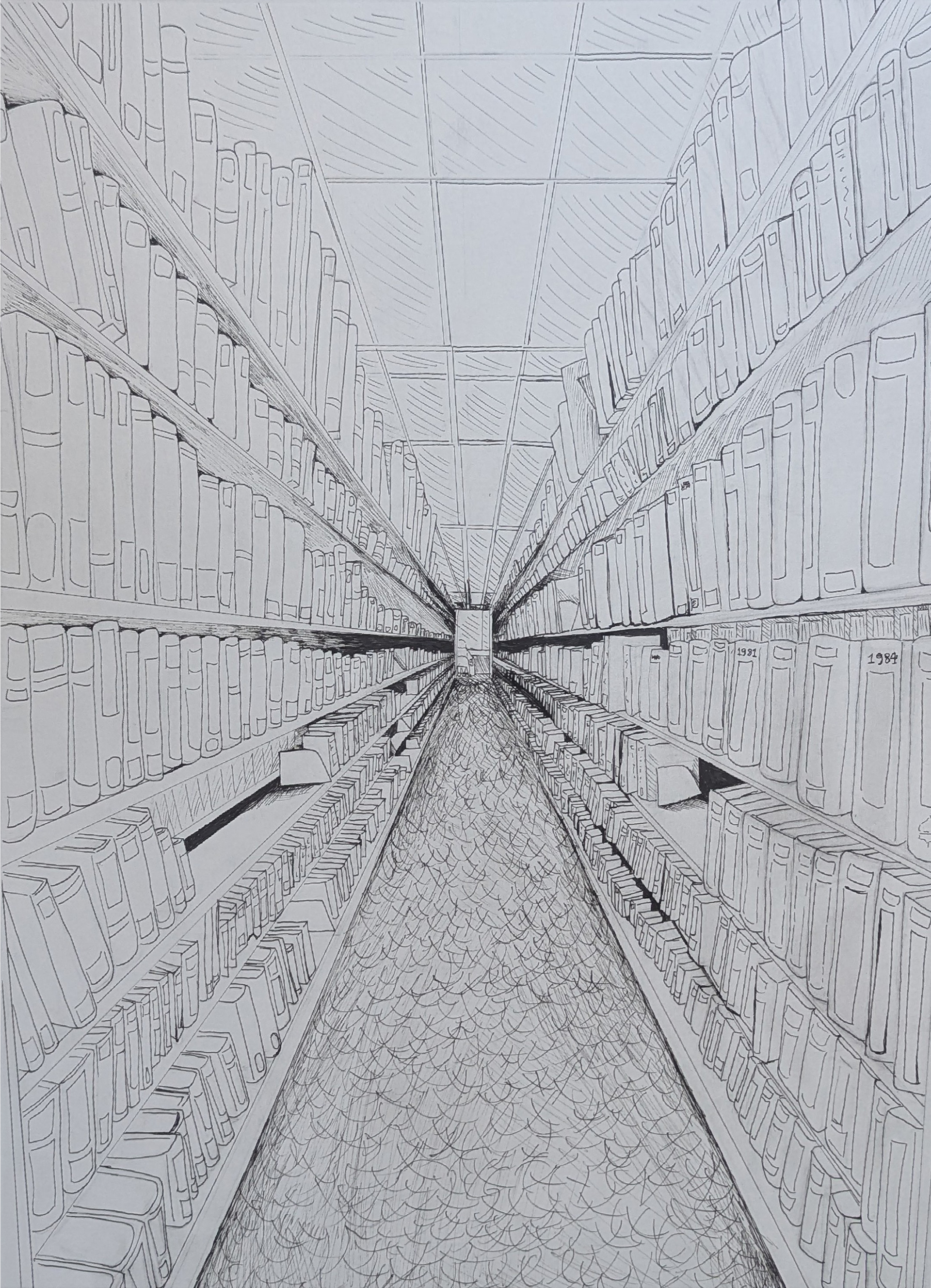 "The Library" Micron Pen 19" x 24" 2024 