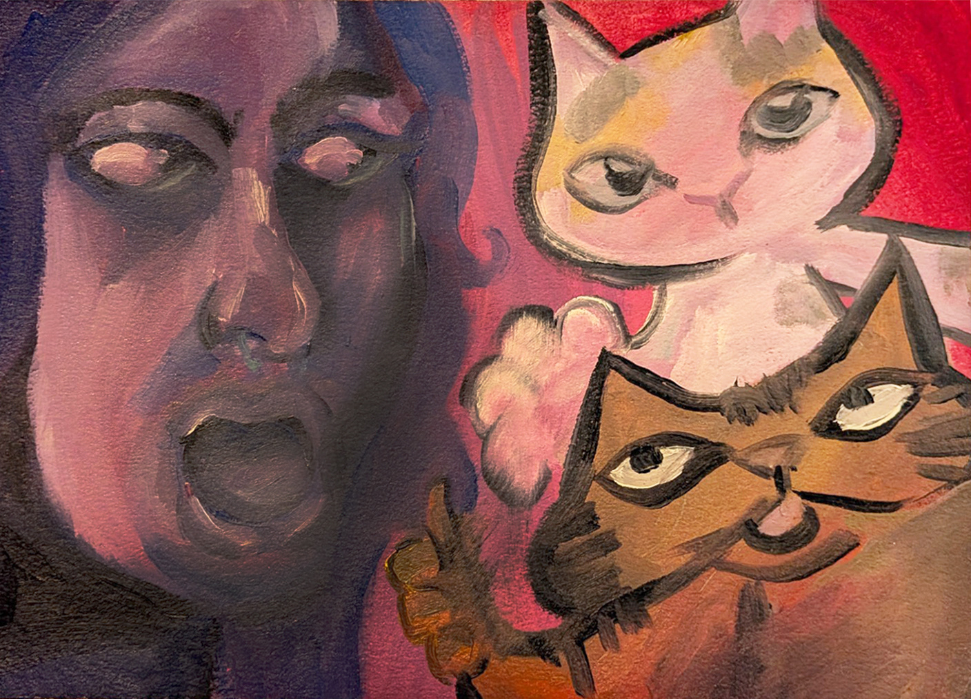 "Cat Craze" 10" x 7 1/2" Oil Paint on Paper 2026 