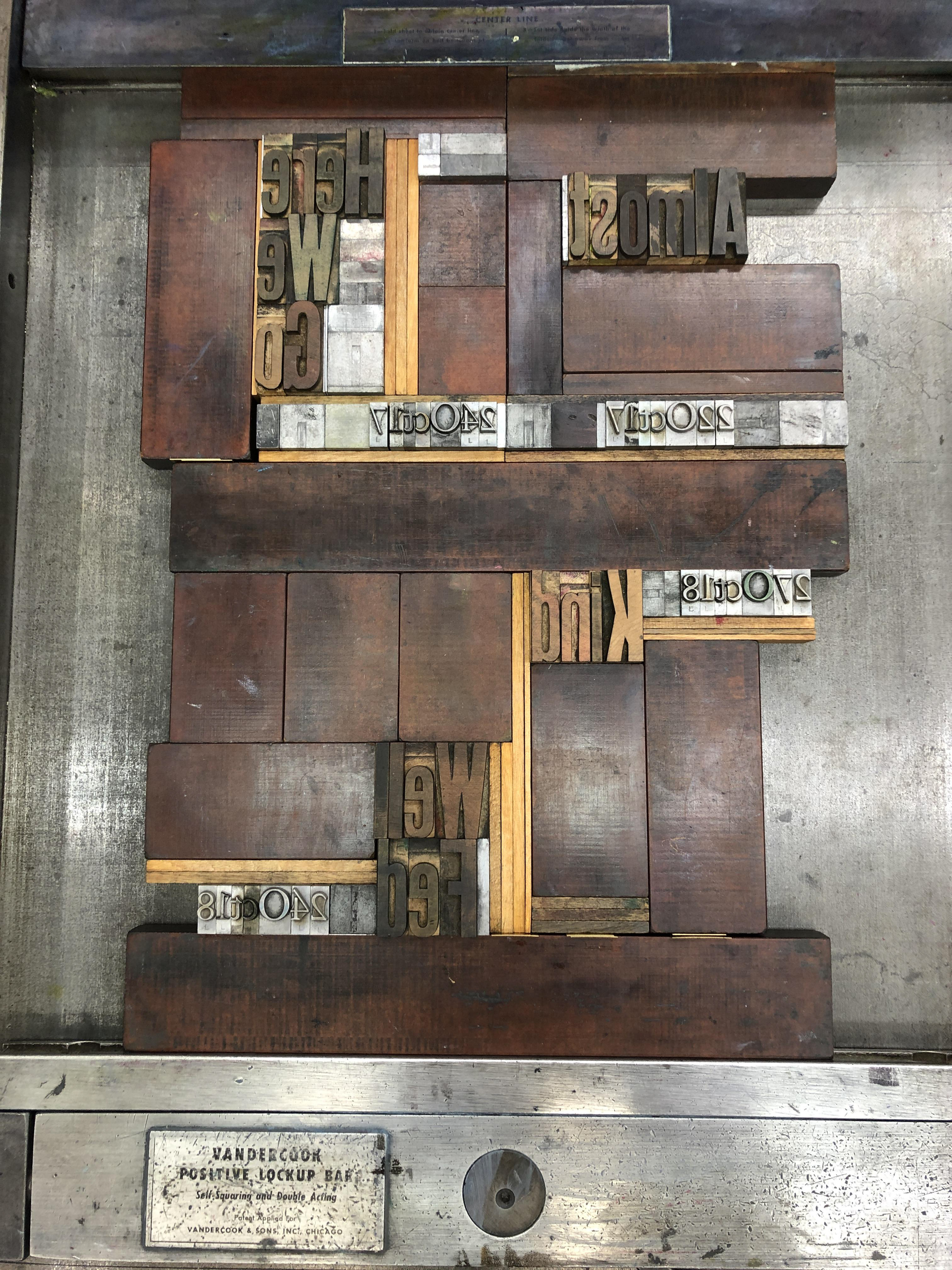 letterpress type layout for one spread