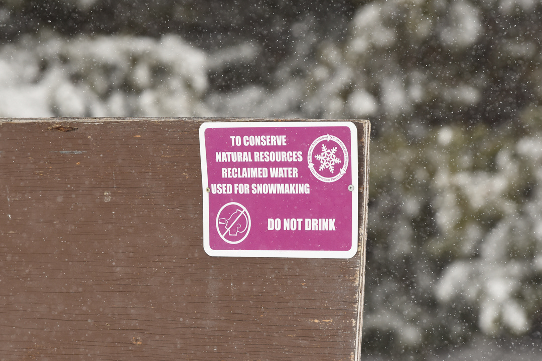 A sign warning against drinking reclaimed water is posted at Arizona Snowbowl, Jan. 22. 