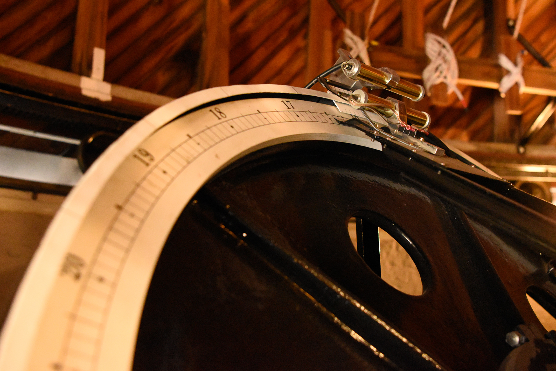 A dial sits stationary on the Clark Telescope at Lowell Observatory, Jan. 24.