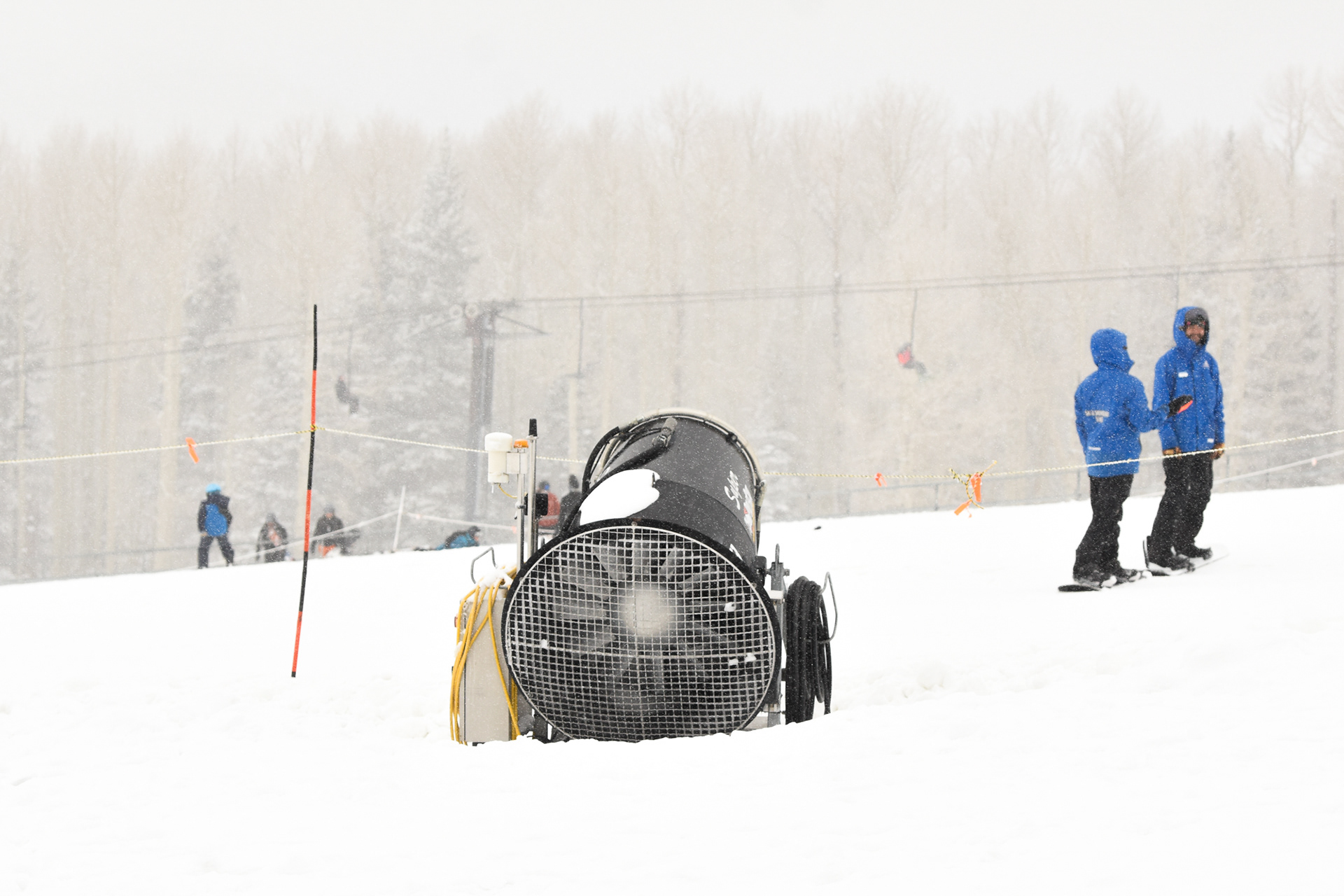 A snow-making machine that uses reclaimed water sits near a slope at Arizona Snowbowl, Jan. 22. 