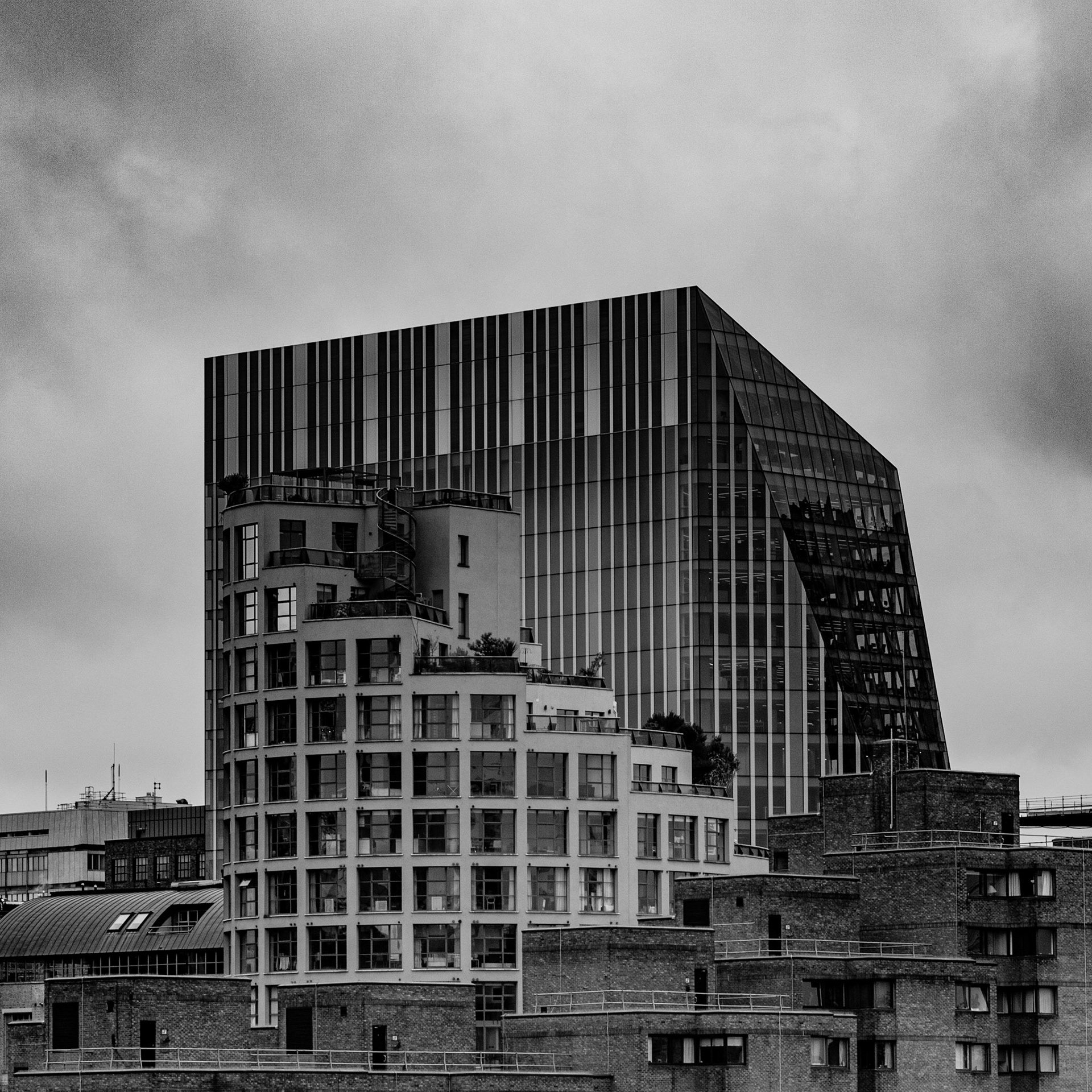 Three generations of buildings, London