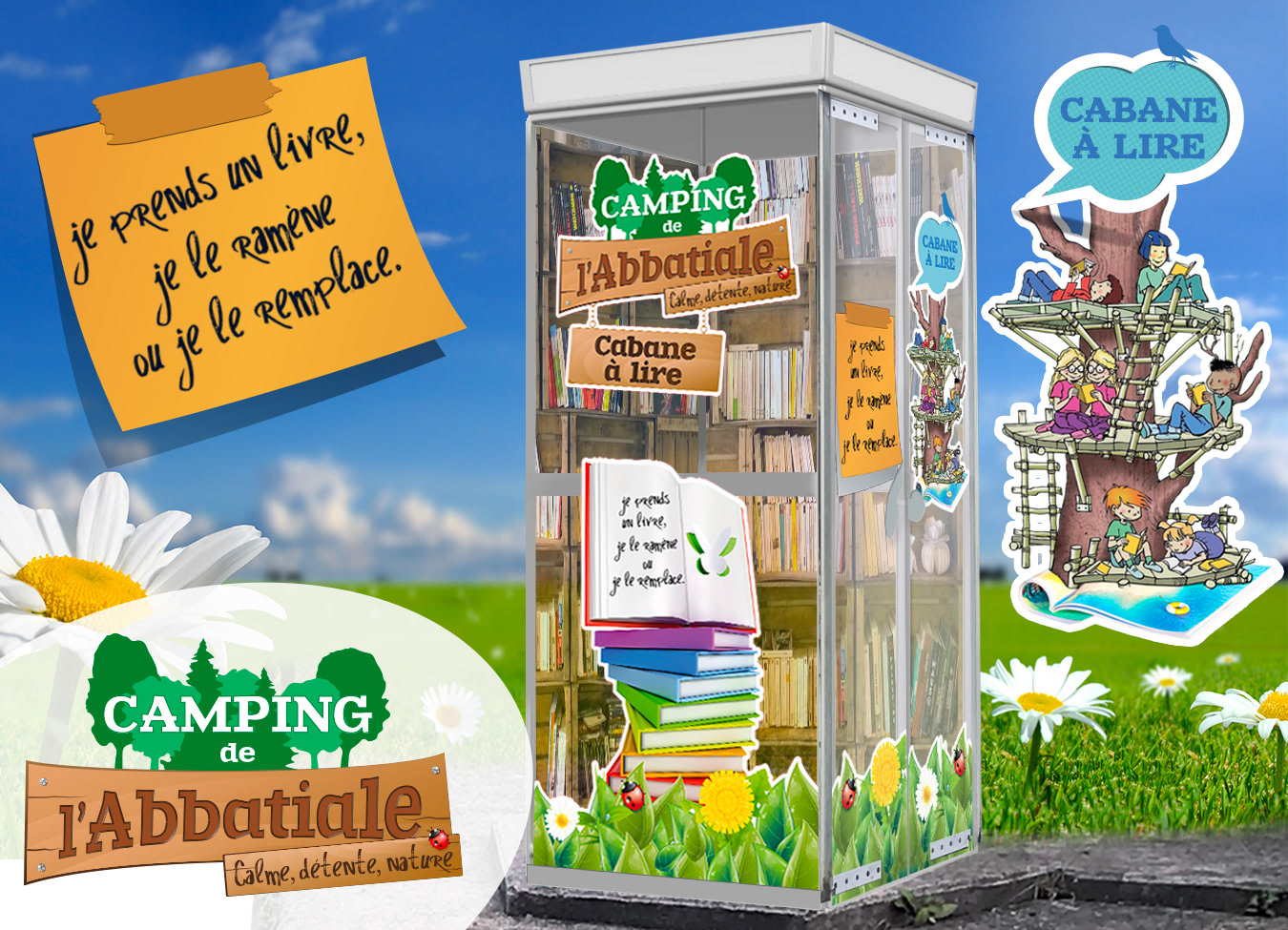 Habillage "cabine à lire" Société "Camping de l'Abbatiale"