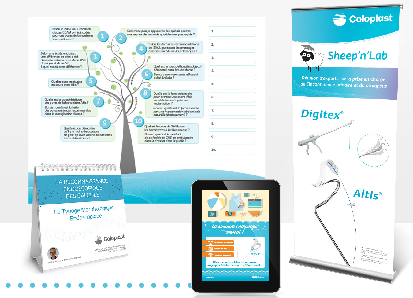 Enrouleur / Affiche / Brochure chevalet / Mailing Société "Coloplast"