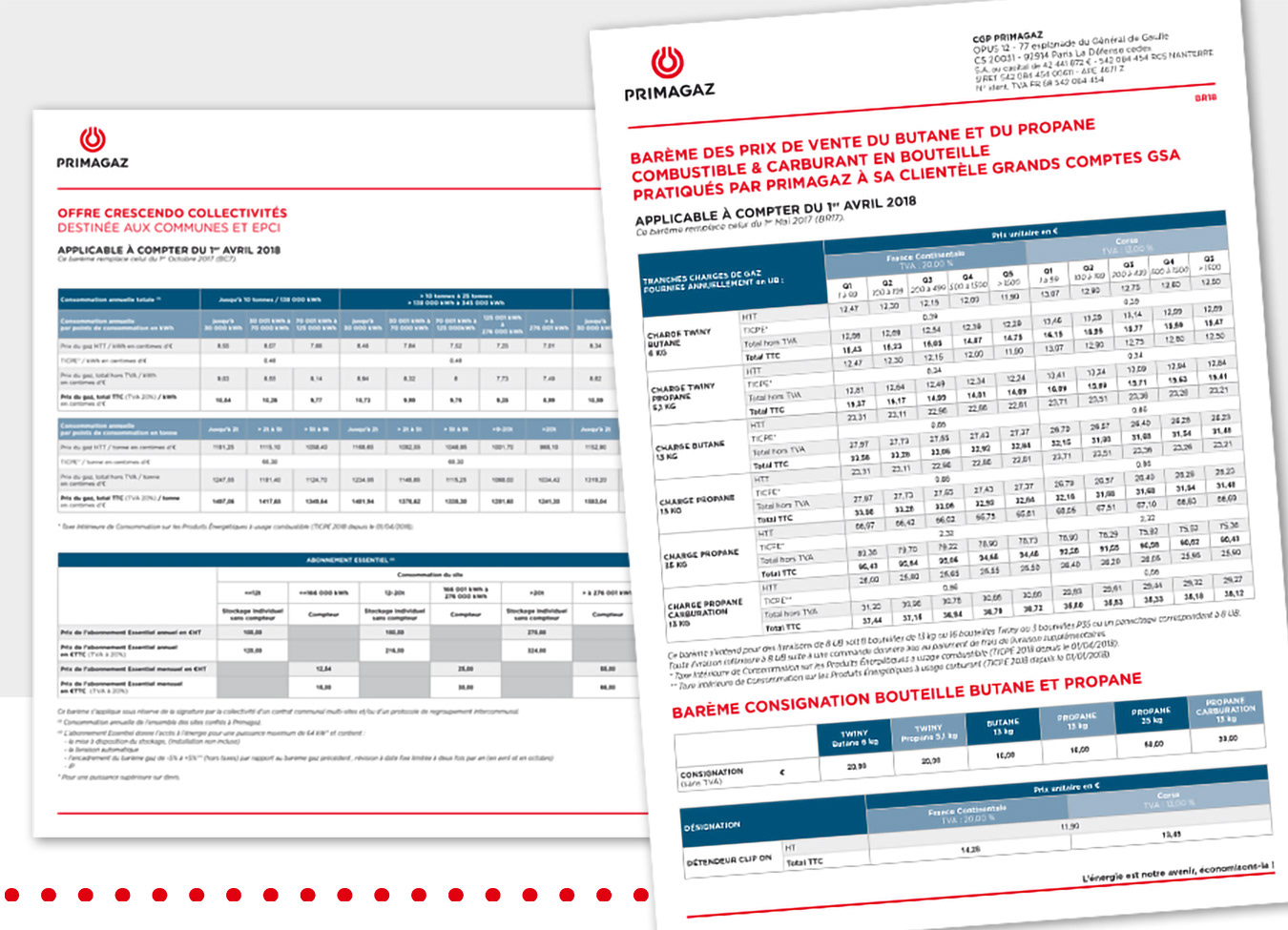 Fiches barême Société "Primagaz"