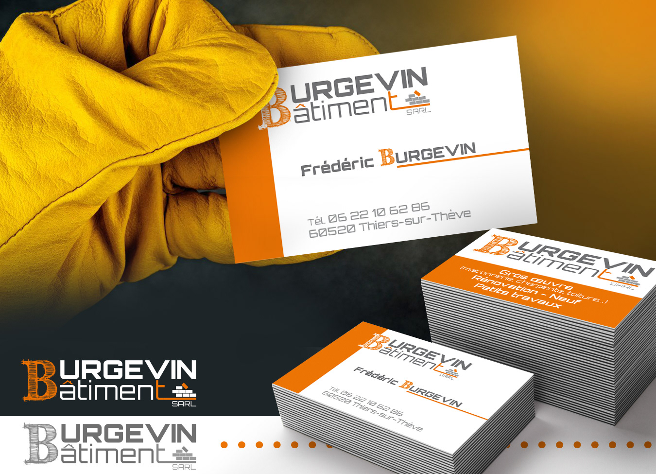 Logo Société "Burgevin Bâtiment" Déclinaisons sur différents supports