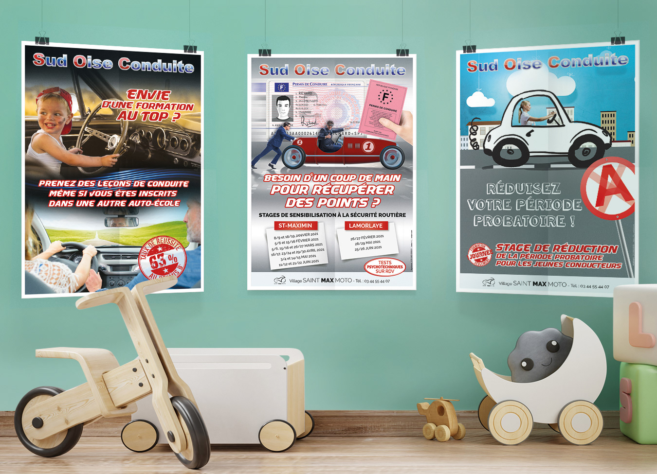 Affiches et flyers Auto-école "Sud Oise Conduite"