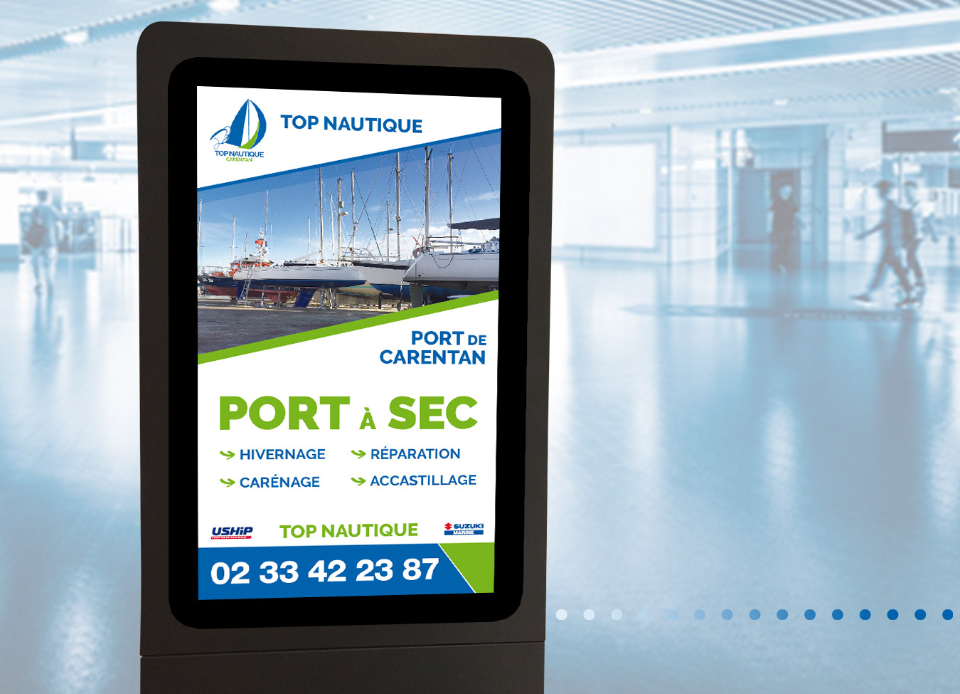 Publicité Top Nautique pour support rétro éclairé Société "Top Nautique"