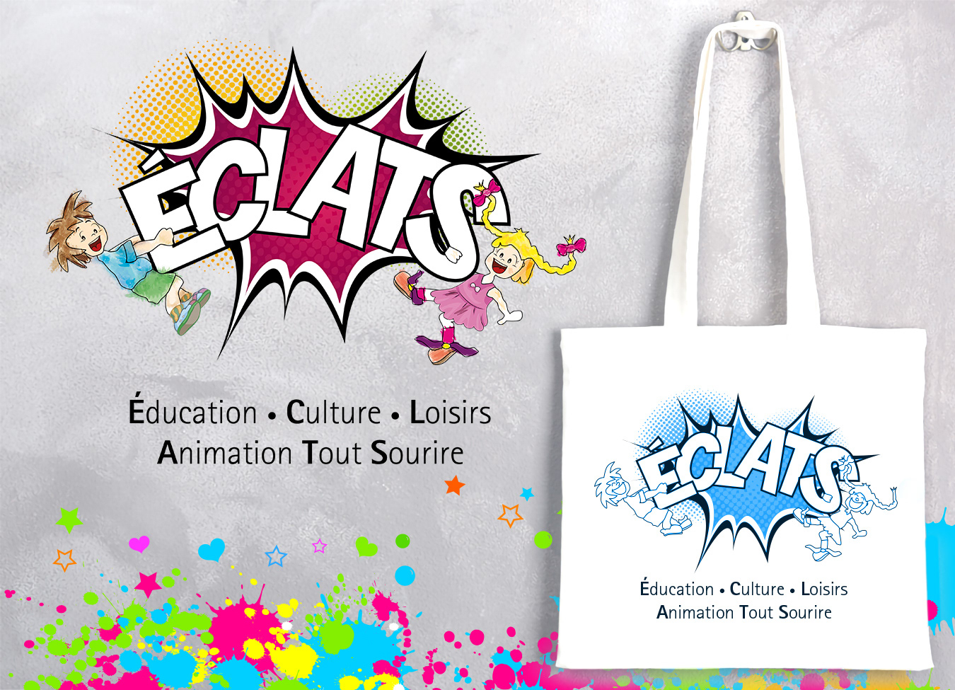 Logo Association "Éclats" Déclinaisons sur différents supports