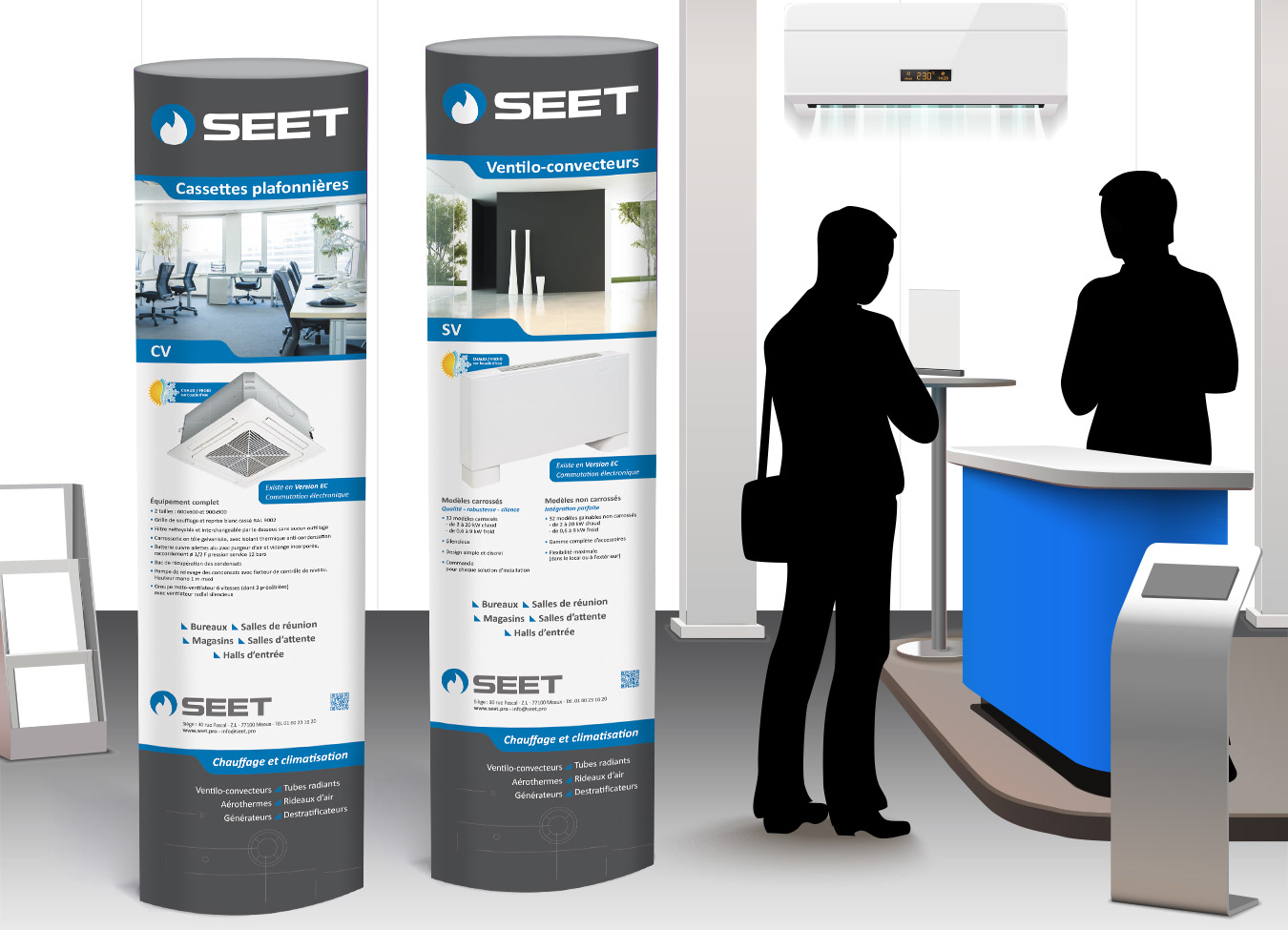 Totem recto-verso / Prises de vue et retouches photos Société "Seet"