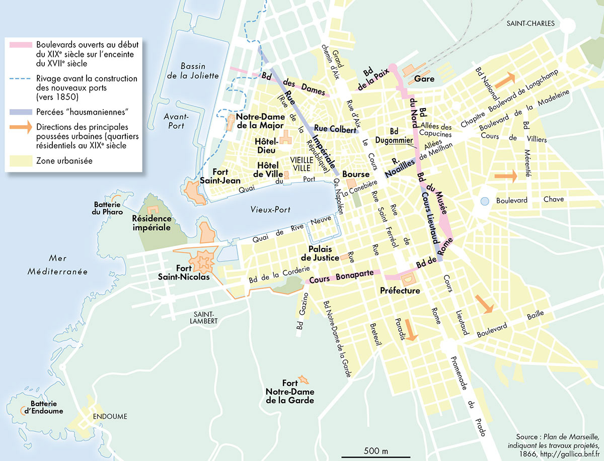 Marseille sous le Second Empire • Nouvel Atlas de l'histoire de France • Éditions Autrement • Cartographie Fabrice Le Goff