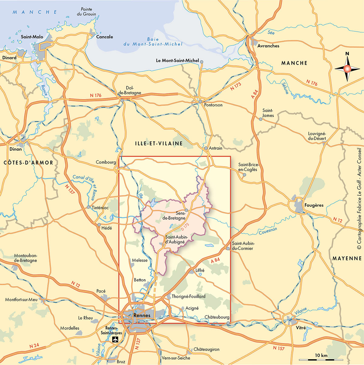 La communauté de communes du Pays d'Aubigné. Carte de situation • Acter Conseil • Cartographie Fabrice Le Goff