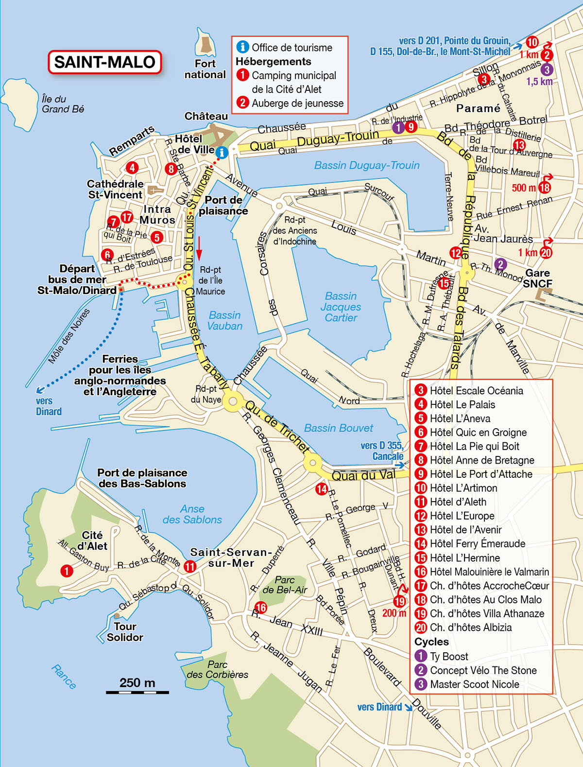 Saint-Malo • Le Tour de Manche, tome 2. De Saint-Malo à Saint-Malo • Éditions Itinérance à Vélo • Cartographie Fabrice Le Goff