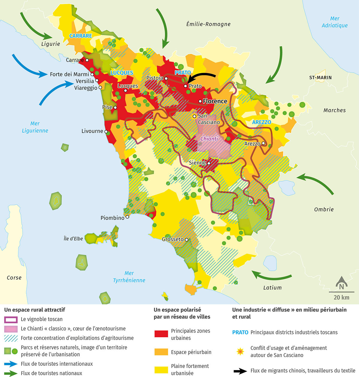 La Toscane, un espace rural en mutation • Géographie Première • Lelivrescolaire.fr • Cartographie Fabrice Le Goff