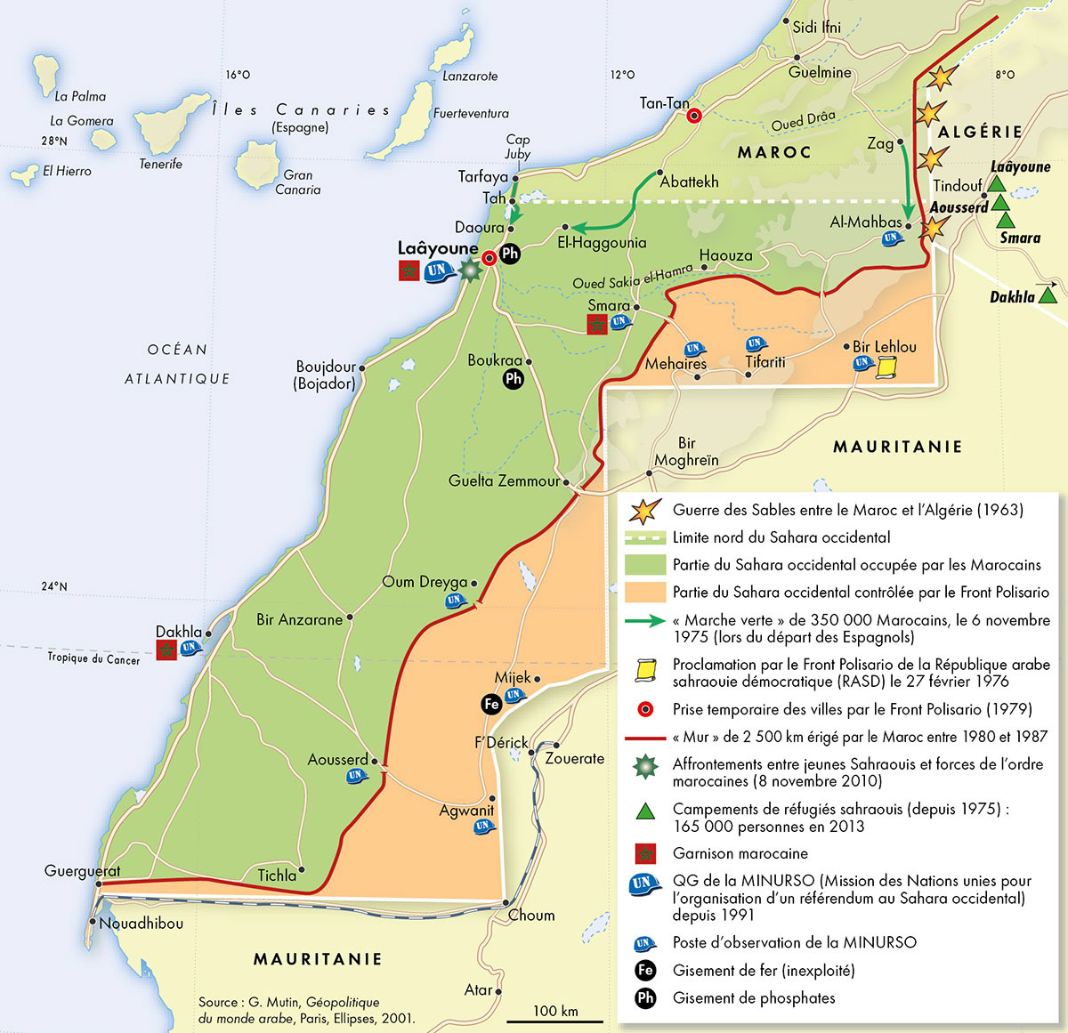 Le Sahara occidental depuis 1975 • Atlas des décolonisations • Éditions Autrement • Cartographie Fabrice Le Goff
