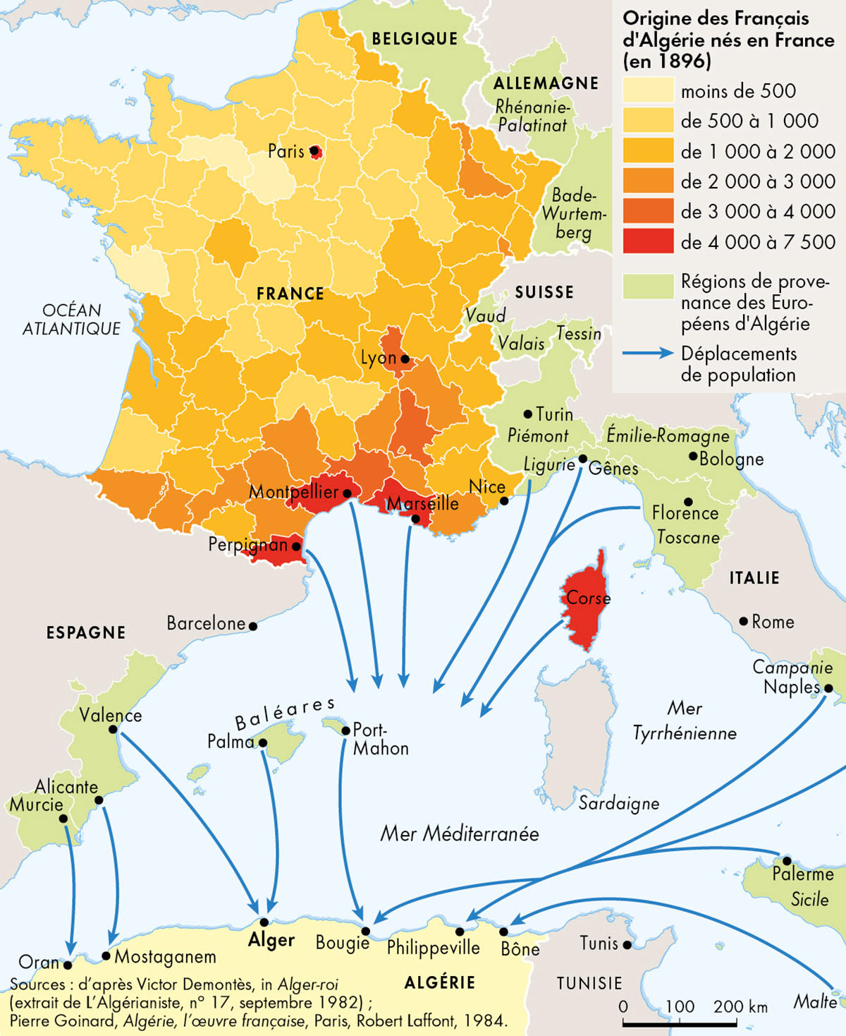 Les diverses origines des Européens d'Algérie à la fin du 19e siècle • Atlas de la guerre d'Algérie • Éditions Autrement • Cartographie Fabrice Le Goff